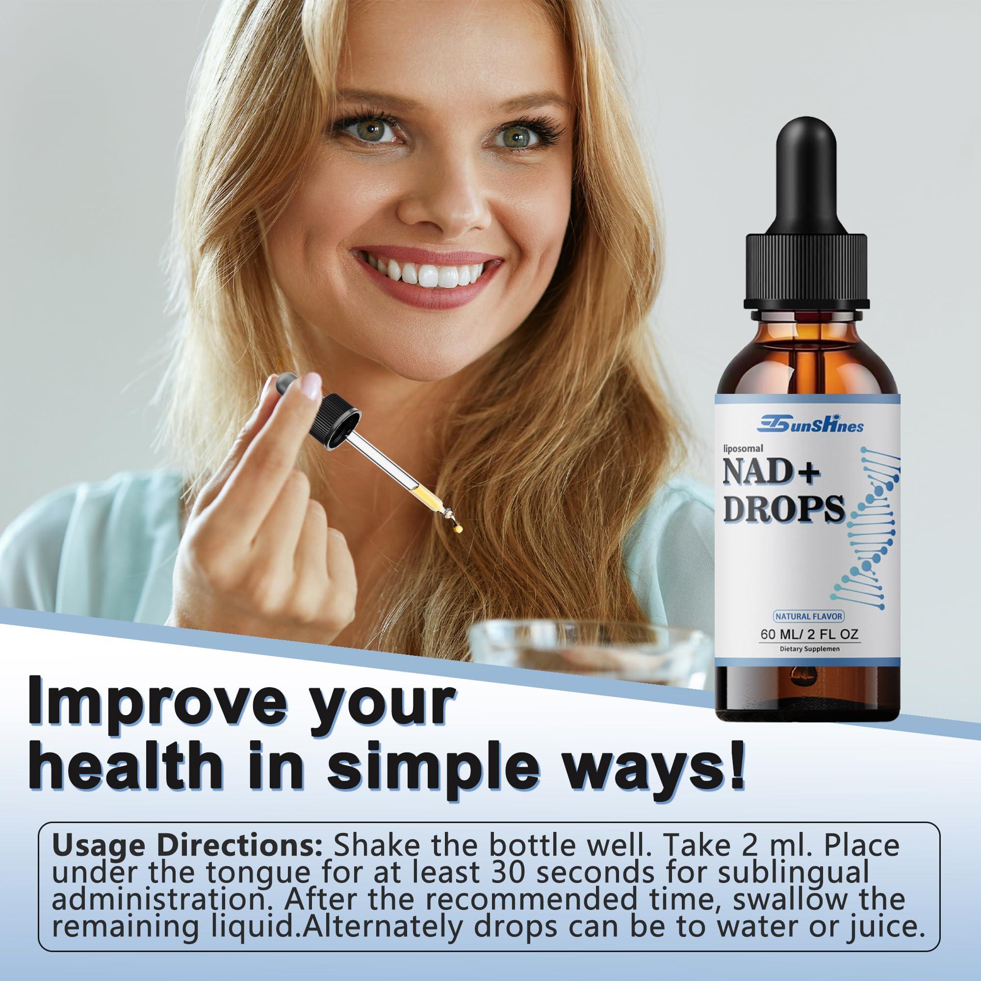 tsunshnes Liposomal NAD+800mg, NAD+ Supplement Drops - NMN or Nicotinamide Riboside Alternative, Healthy Aging Energy Metabolism and Vitality, NAD Liquid Supplement for Maximum Absorption tsunshnes Au supplements