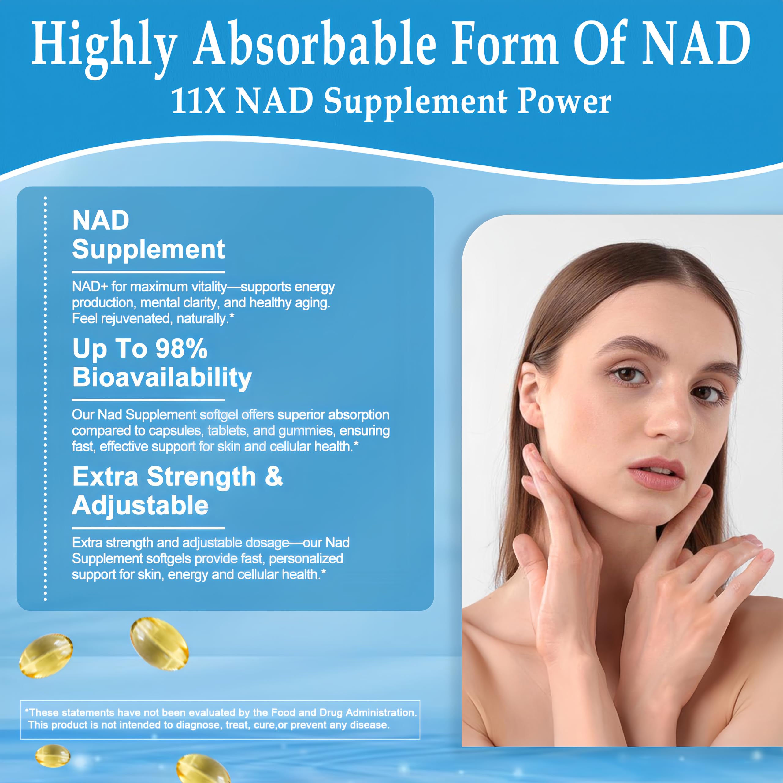 JINGYAT 11-in-1 NAD Supplement with Resveratrol, CoQ10, Quercetin, Collagen, Grape Seed for Cellular Energy, Mental Focus & Antioxidant Support - NAD Supplement for Women & Men, 120 Soft Capsules JINGYAT Au supplements