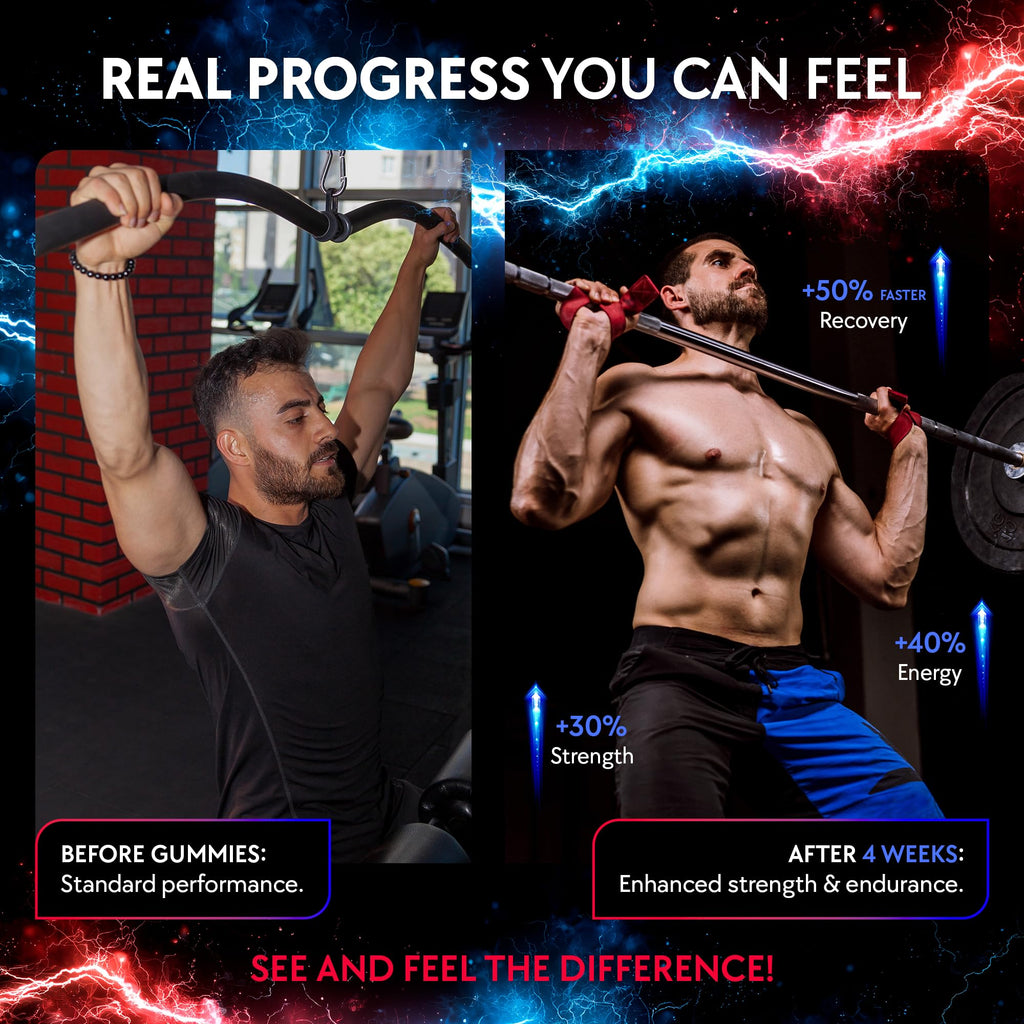 Creatine Monohydrate Gummies Complex 5000 MG for Men & Women, Preworkout Gummy with BCAA, L-Carnitine, Taurine & Vitamin B12 for Muscle Growth,