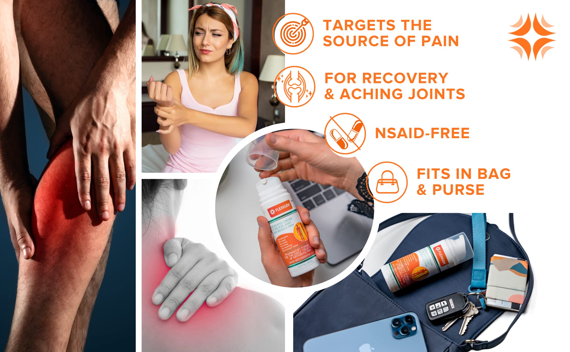 FLEXIGEN Pain Cream Lotion 3-Pack – Natural Menthol Formula with Frankincense & Essential Oils – Fast-Acting, Non-Greasy, Pleasant Scent FLEXIGEN Au supplements