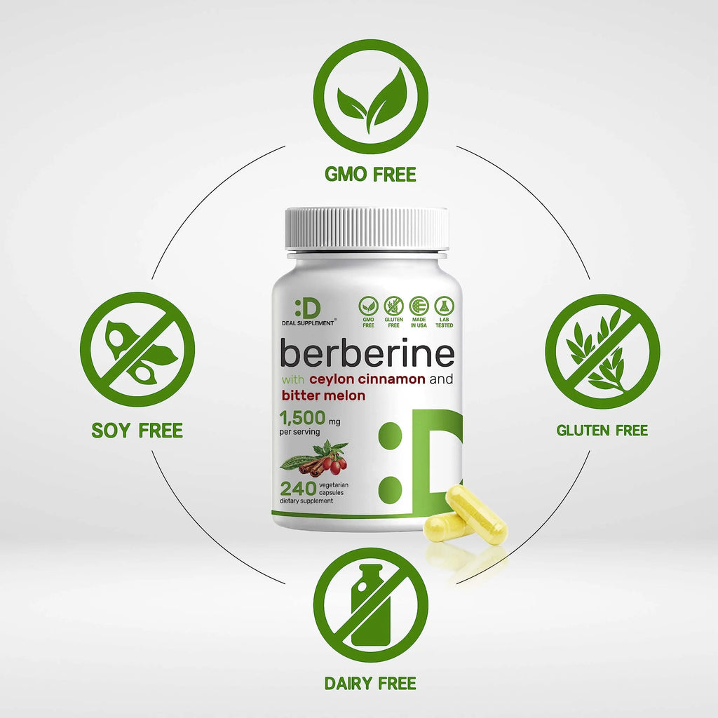 Berberine Supplement 500mg Per Capsule (1500mg Per Serving) | 240 Veggie Capsules DEAL SUPPLEMENT Au supplements