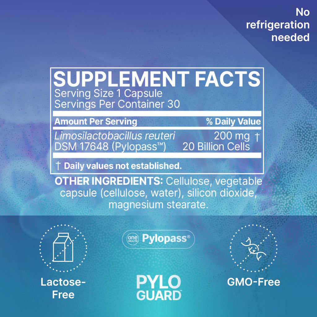 Microbiome Labs PyloGuard - Patented L reuteri DSM17648 to Improve Digestive Comfort - Gut Health & Immune Support Supplement - Postbiotic (30 Capsules) Microbiome Labs Au supplements