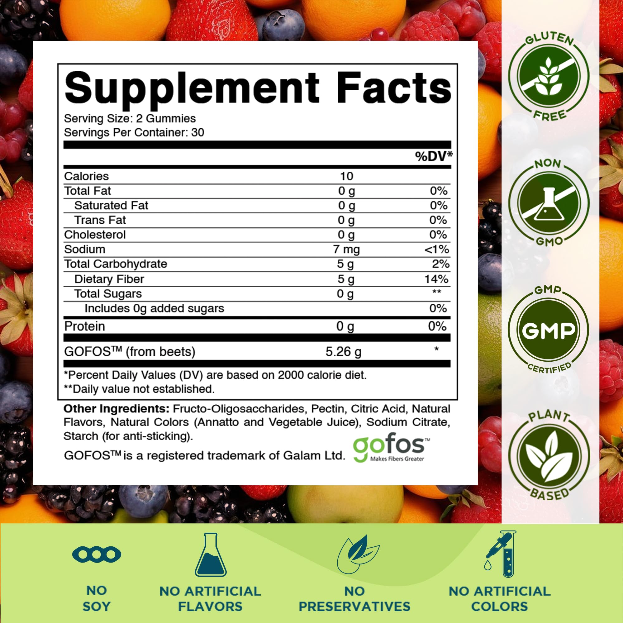Vitamatic Kids Prebiotic Fiber Gummies – Extra Strength 4g Fiber – Zero Sugar Added – 60 Pectin-Based Gummies – Digestive Health & Regularity Support