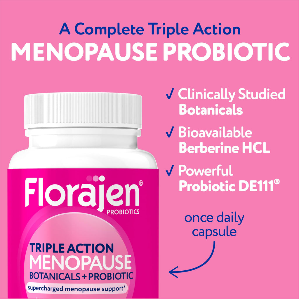 Florajen Triple-Action Menopause Probiotic - Hormonal Balance, Hot Flash, & Mood Swing Relief - Weight Management & Digestive Support - Featuring Berberine, Black Cohosh, & Botanical - 30 Capsules Florajen Au supplements