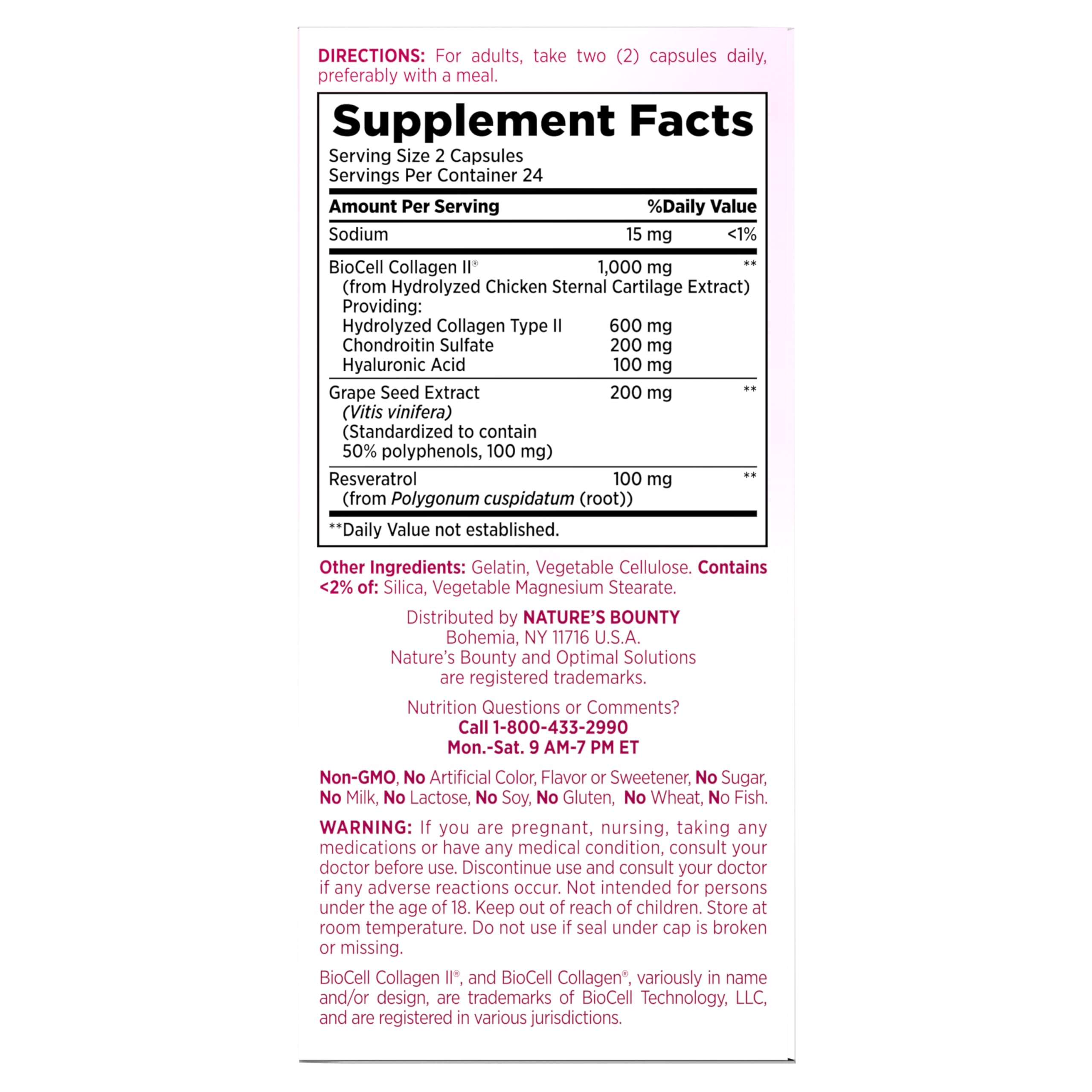 Nature’s Bounty Optimal Solutions Ultra Collagen Booster for Healthy-Aging Supplement, Resveratrol, Hyaluronic Acid – Collagen Capsules for Women, 48 Capsules
