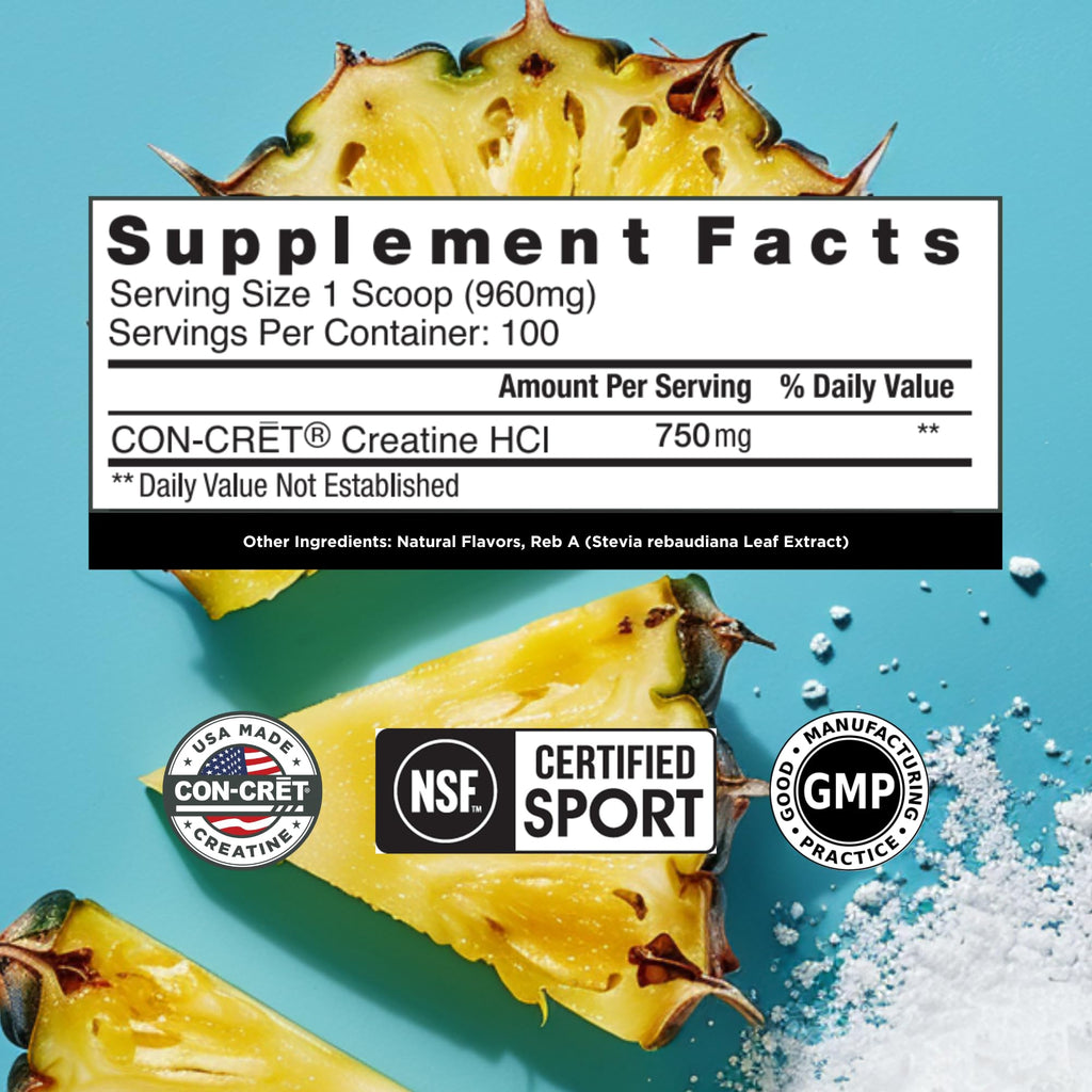 CON-CRET Creatine HCl Powder | Muscle, Cognitive, Cellular Energy Support | No Bloating or Cramps | USA Made & NSF Certified