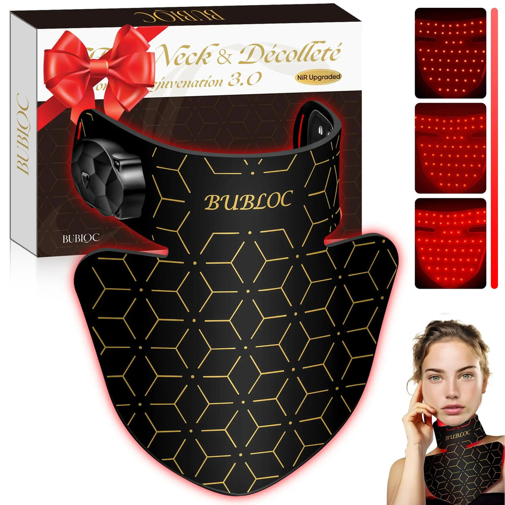 Upgraded Red Light Therapy Mask for Neck & Décolleté, 850 nm Wireless Infrared Light Therapy Suitable BUBLOC Au supplements