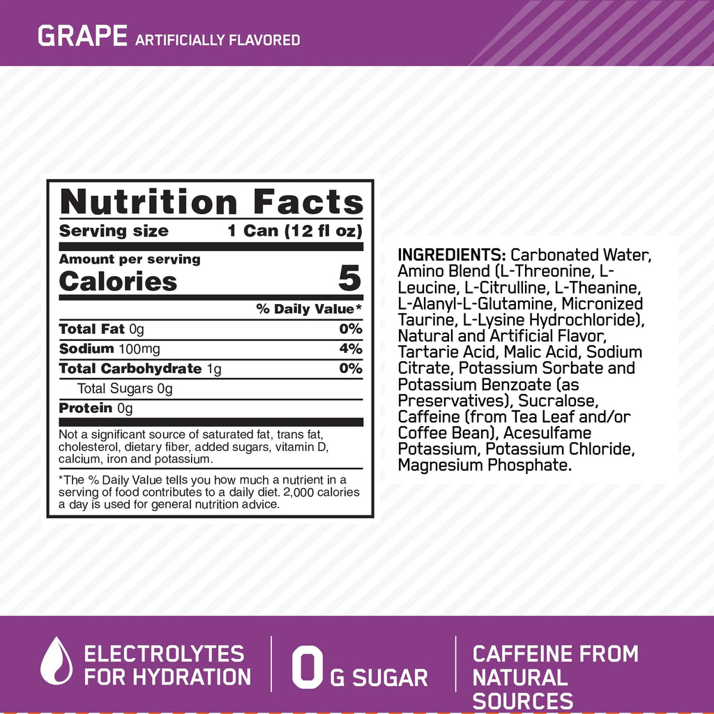 Optimum Nutrition Amino Energy Sparkling Hydration Drink, Electrolytes, Caffeine Optimum Nutrition Au supplements