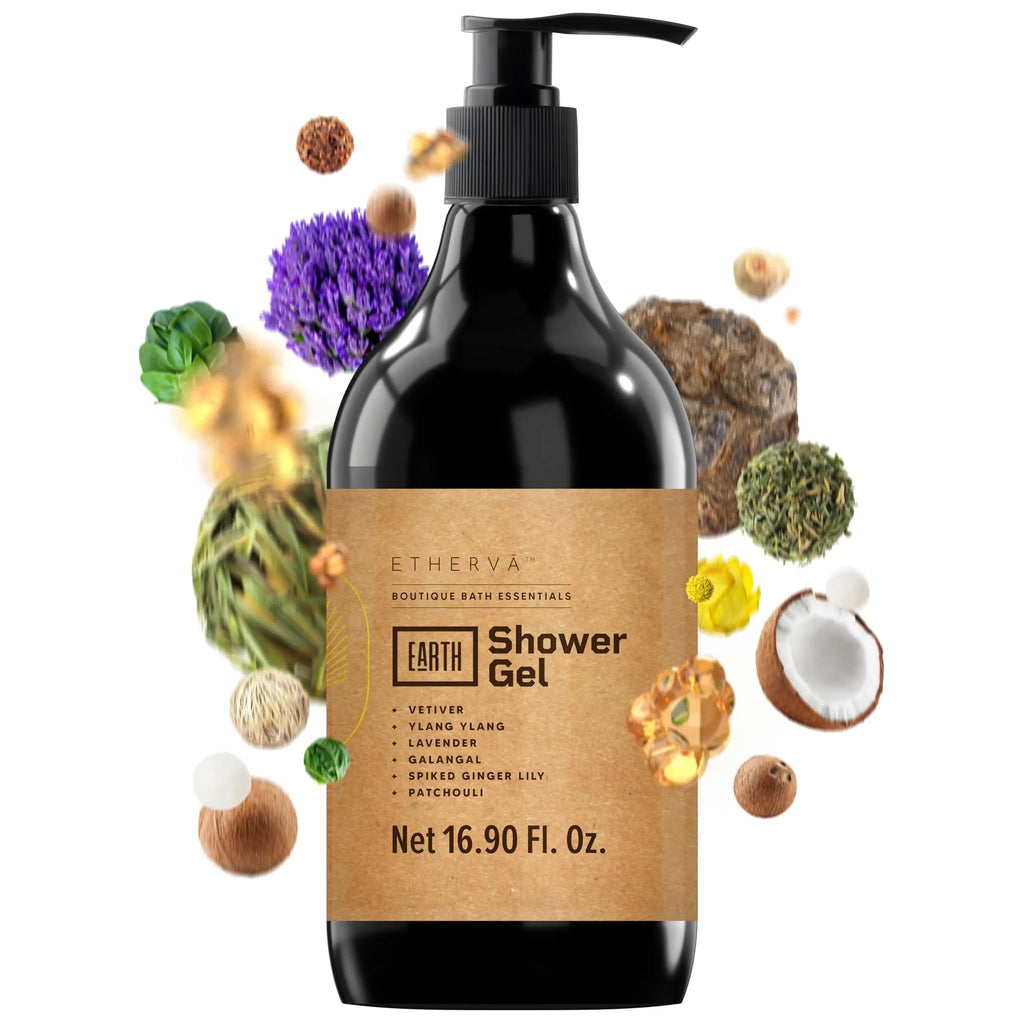 ETHERVA EARTH Body Wash for Men & Women | Patchouli, Vetiver, Incense, Virgin Coconut Oil ETHERVA Au supplements