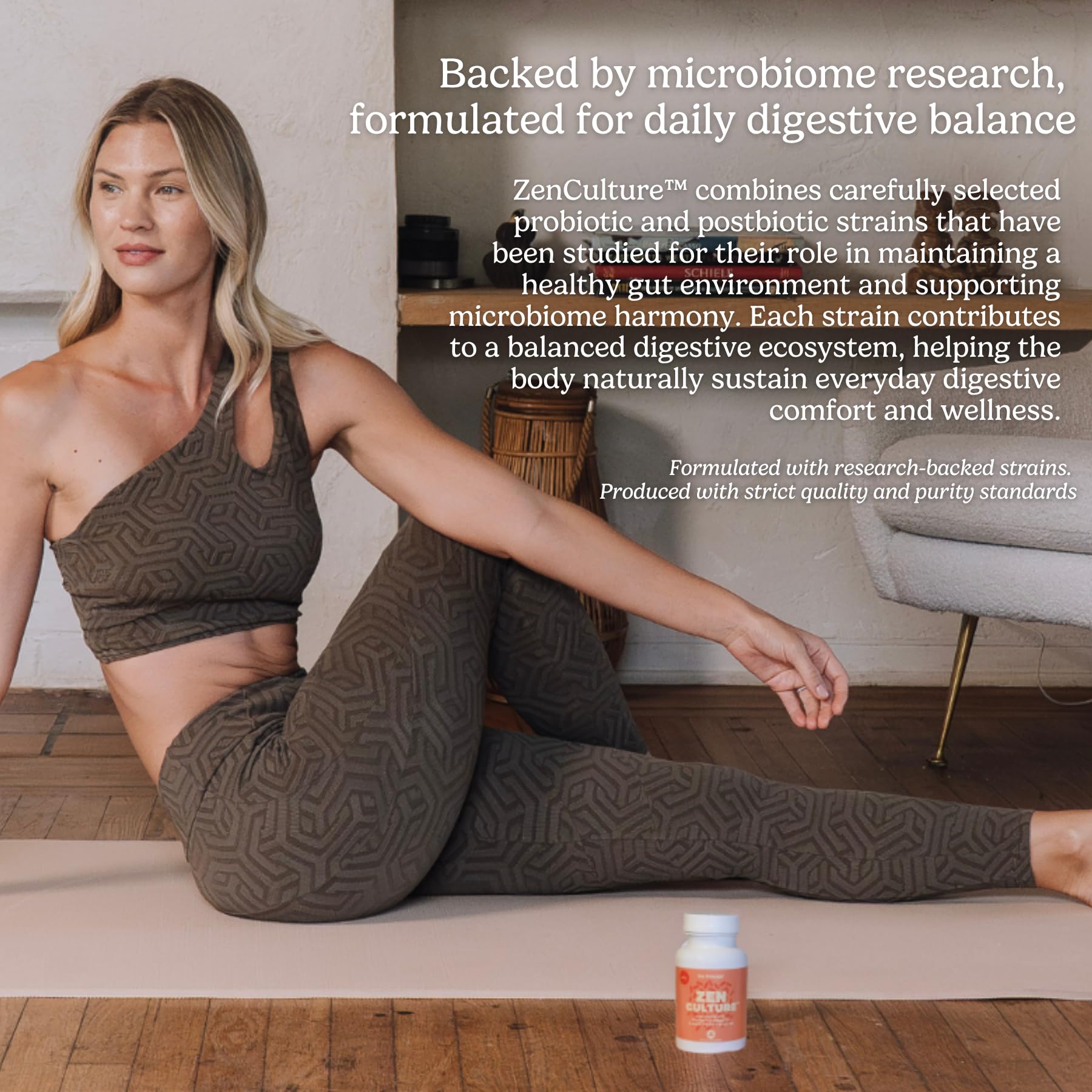 Zen Principle Zenculture™ – 4-in-1 Synbiotic Supplement (Probiotic + Prebiotic + Postbiotic + Digestive Enzymes) with CoreBiome®. Anti Bloating,
