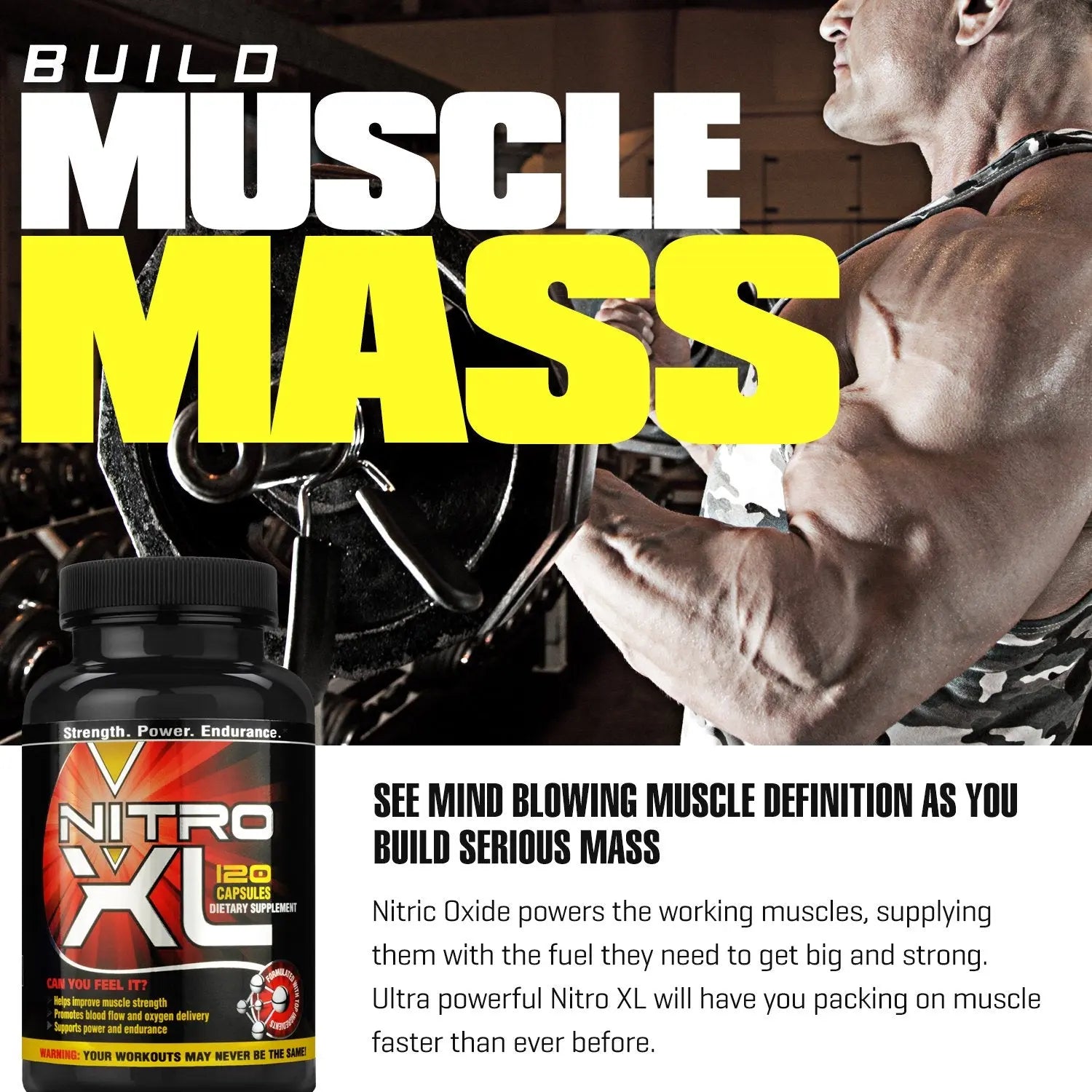Nitro XL | Nitric Oxide Bodybuilding Supplement – with L-Arginine | Build Muscle Mass Nitro XL Au supplements