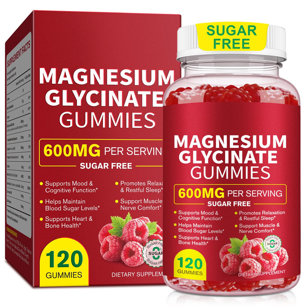 Magnesium Glycinate Gummies 600mg – Sugar-Free High Absorption Magnesium with L-Threonate, Supports Relaxation, Calm & Restful Sleep,