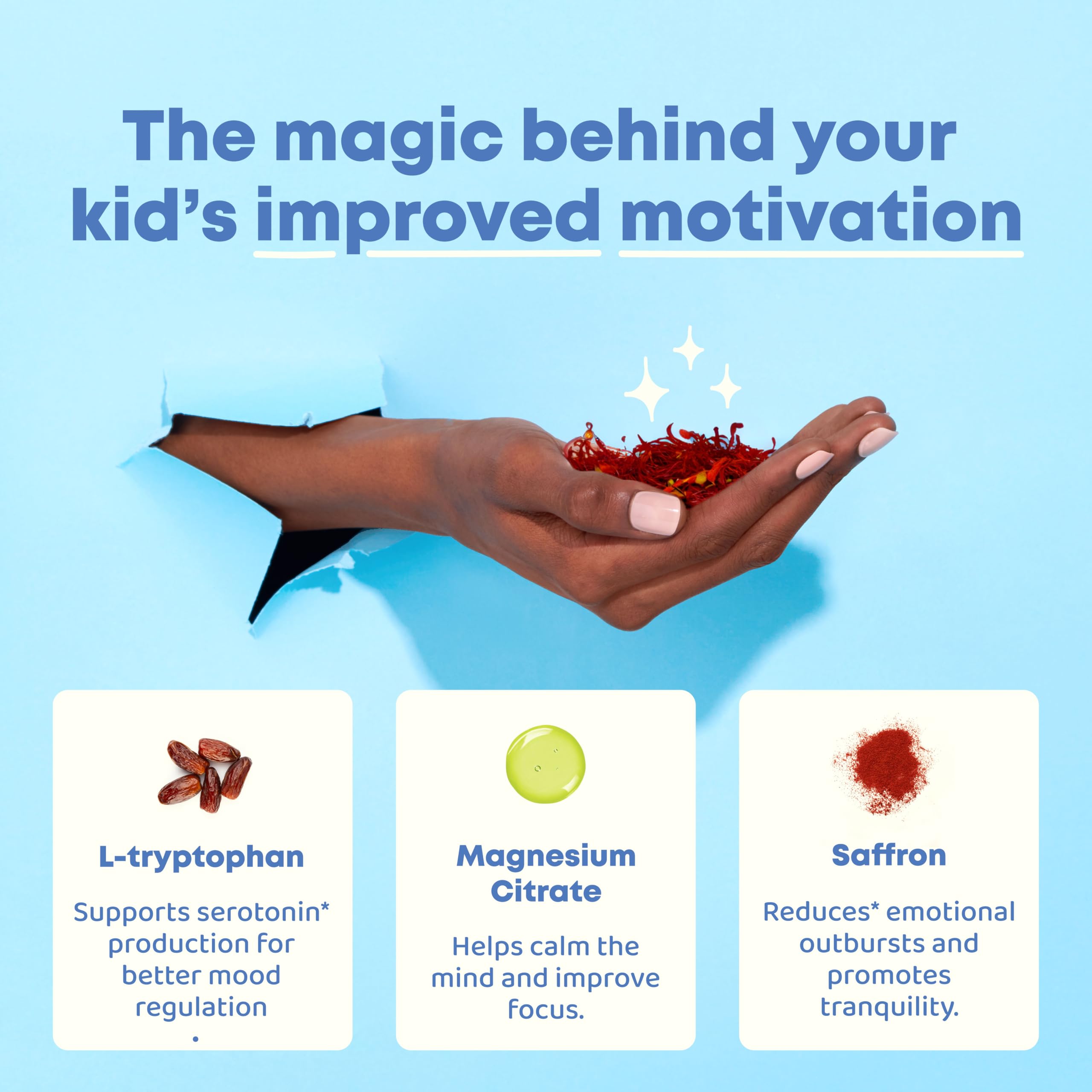 JoySpring Mood Magic for Kids – Natural Mood Support Pixie Sticks Candy with Saffron Extract, Magnesium Citrate & Vitamin D3
