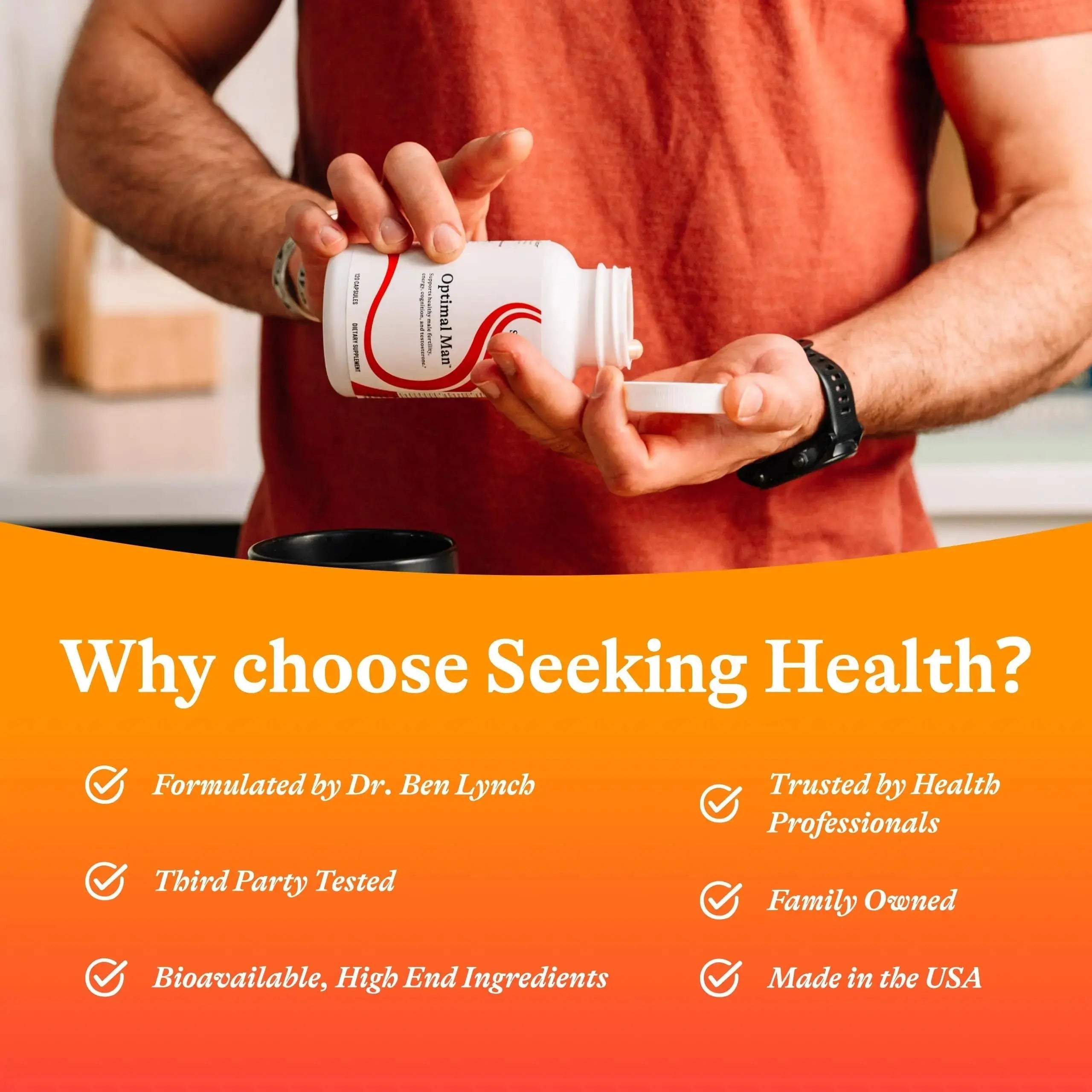 Seeking Health Optimal Man - Multivitamin Supplement with Zinc, Active Folate, & Alpha-Lipoic Acid - Multivitamin Supports Energy & Brain Health - Support Healthy Aging Seeking Health Au supplements