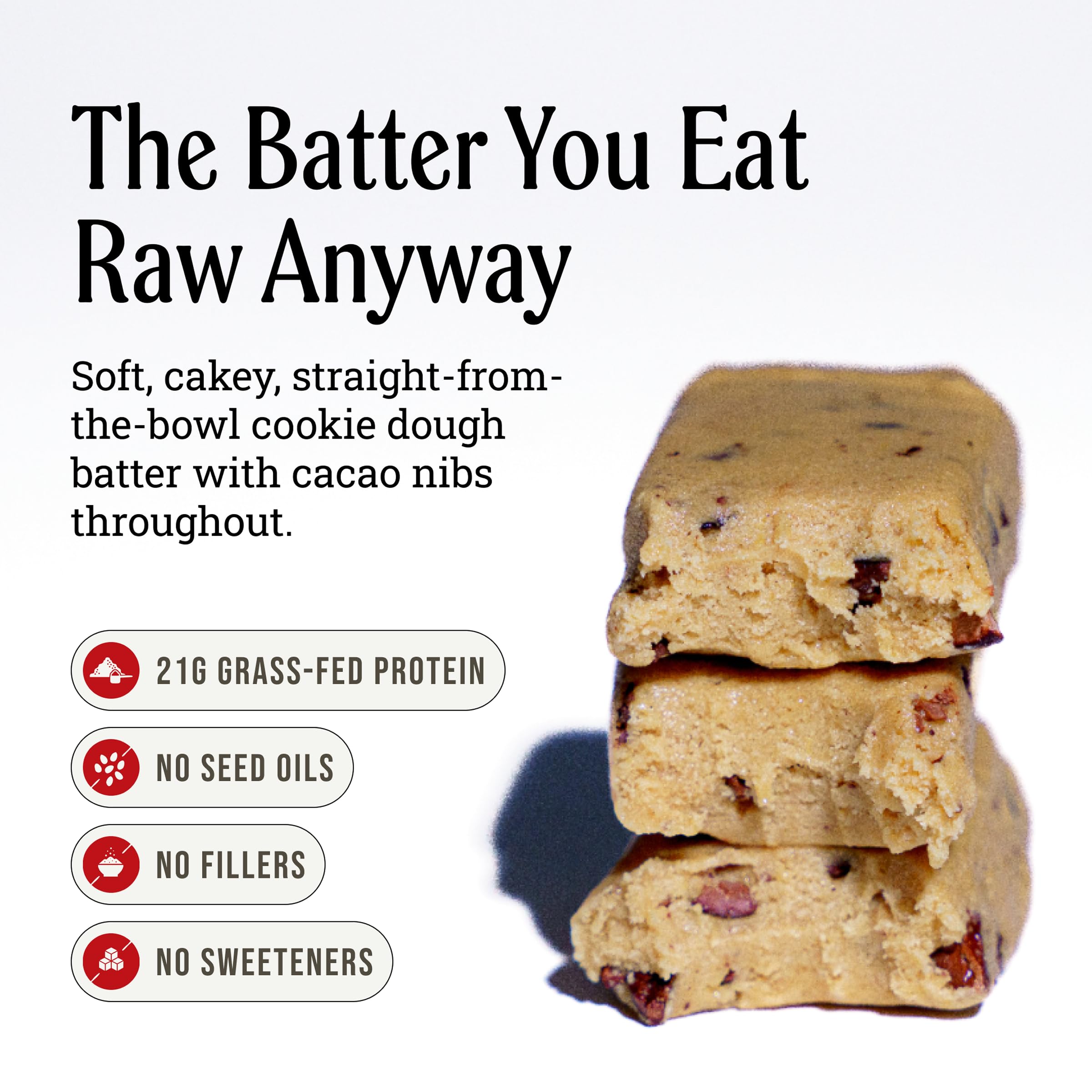 PRIMA Cookie Dough Protein Bar | 21g Grass Fed Whey and Collagen | No Seed Oils, No Preservatives, Raw Honey Sweetened | 7 Pack