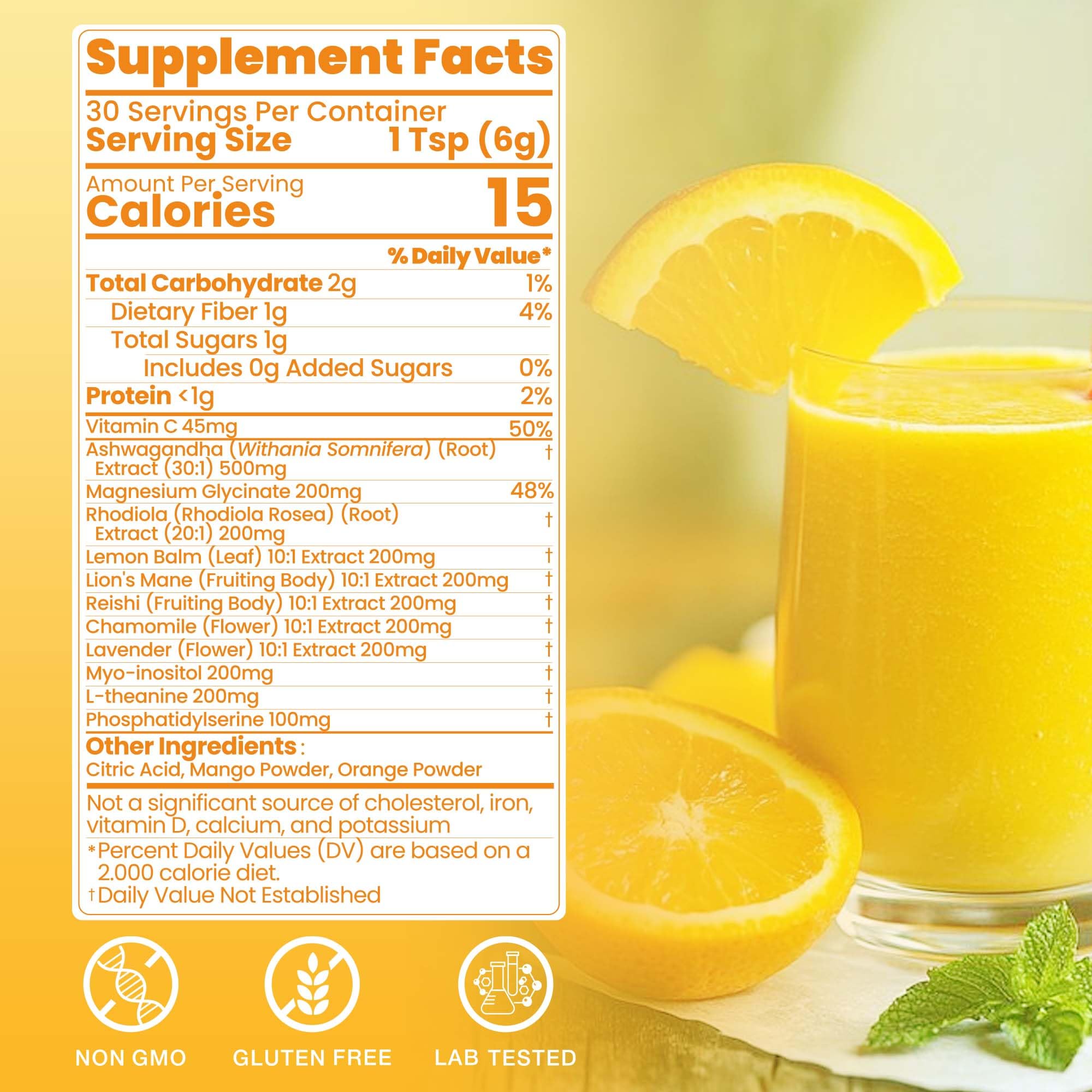 Cortisol Drink Powder, Cortisol Supplements for Women | Magnesium Glycinate, Ashwagandha, L-Theanine & Lion’s Mane | Relaxation, Focus & Stress Balance | Mango Orange Flavor | 30 Servings QIN SHAN TANG Au supplements