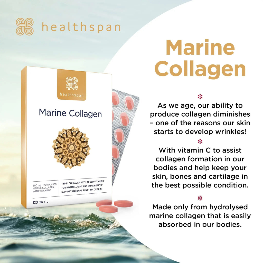 Healthspan Marine Collagen 500mg (120 Tablets) | Hydrolysed Type I Marine Collagen healthspan Au supplements