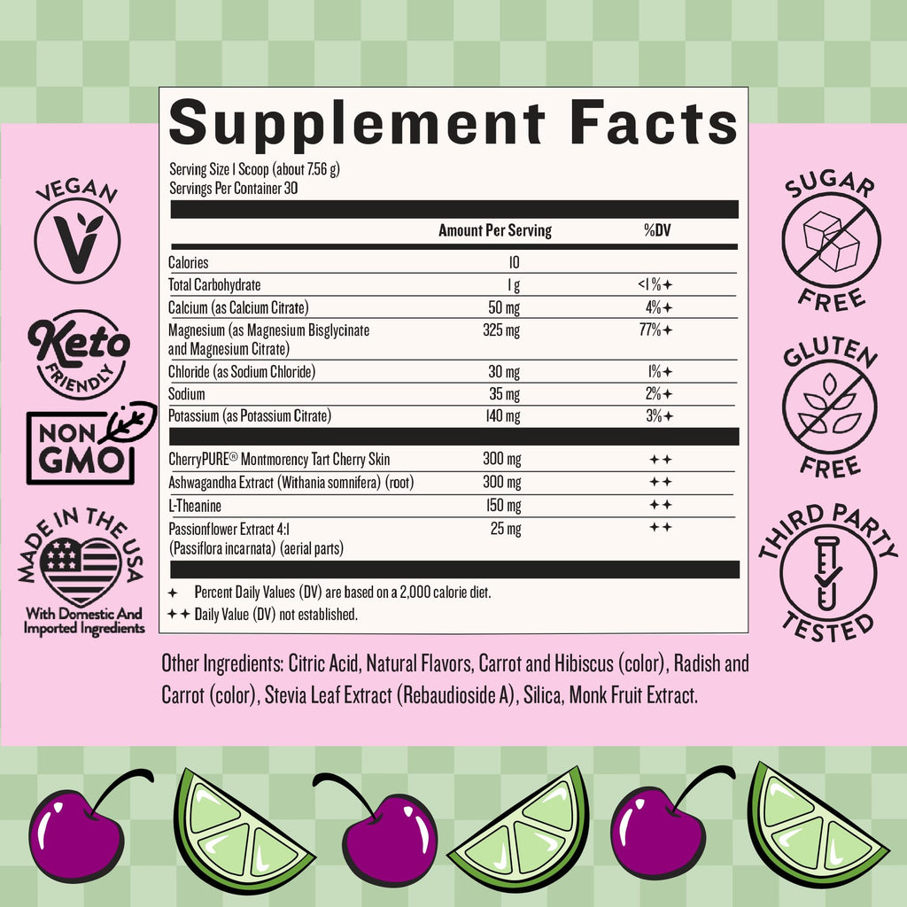 Legendairy Milk She’s Sleepy™ – Cherry Limeade – Nightly Sleep Aid, Sugar Free Drink Mix with Magnesium Glycinate & Ashwagandha
