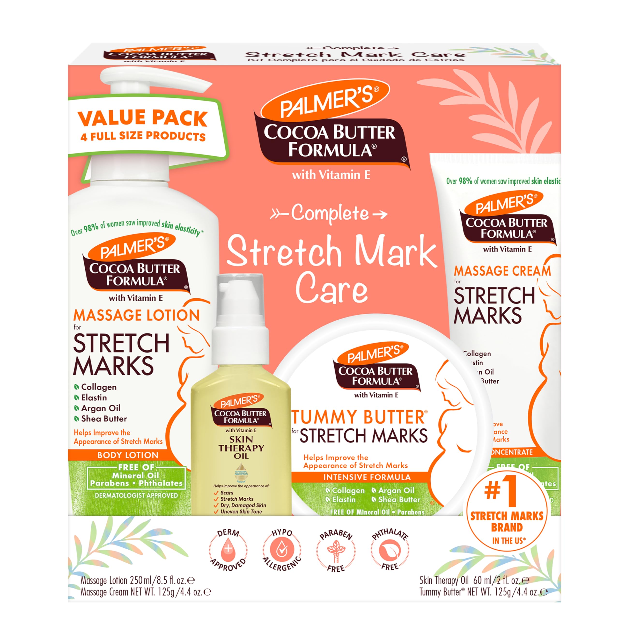 Palmer's Cocoa Butter Formula Pregnancy Skin Care Kit for Stretch Marks and Scars, Dermatologist Approved