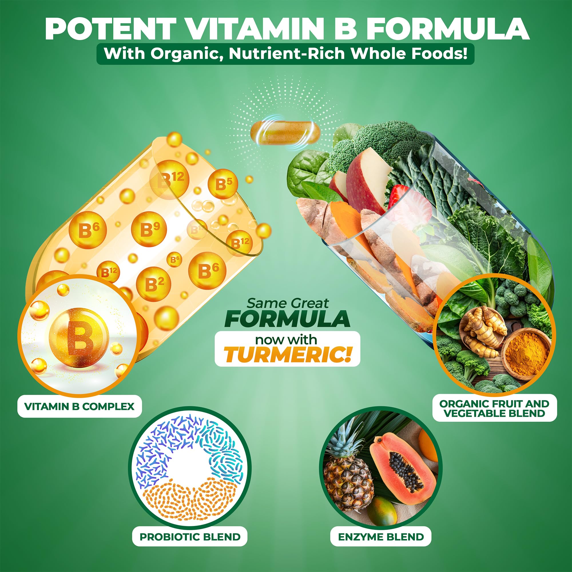 MoxyVites Vitamin B Complex - B Vitamins Whole Food Supplement, B12 Methylcobalamin, B1, B2, B3, B5, B6, B7, B9 - for Stress