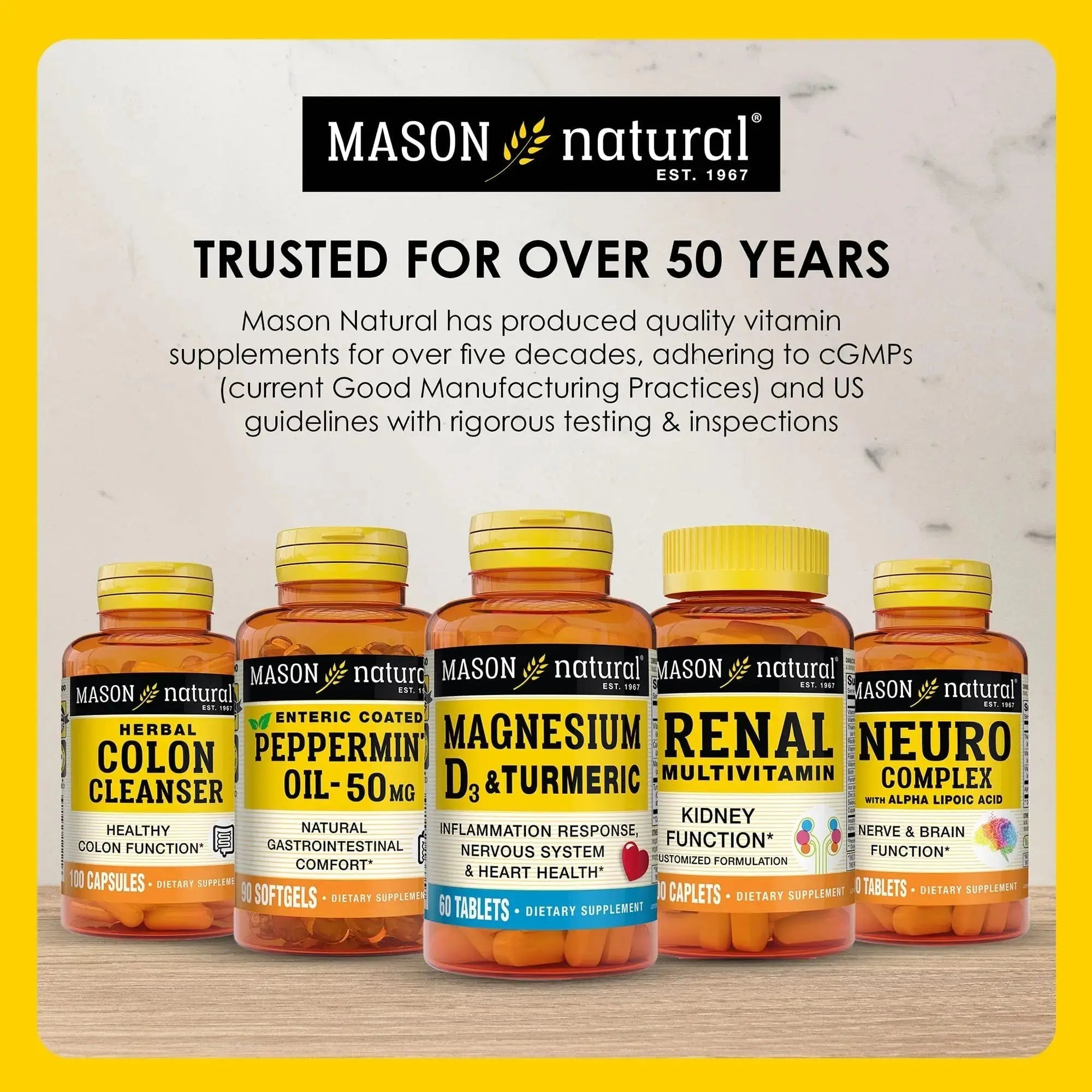 MASON NATURAL Renal Multivitamin, with ALA, Biotin, & B Vitamins for Daily Support,100 Caplets MASON NATURAL Au supplements