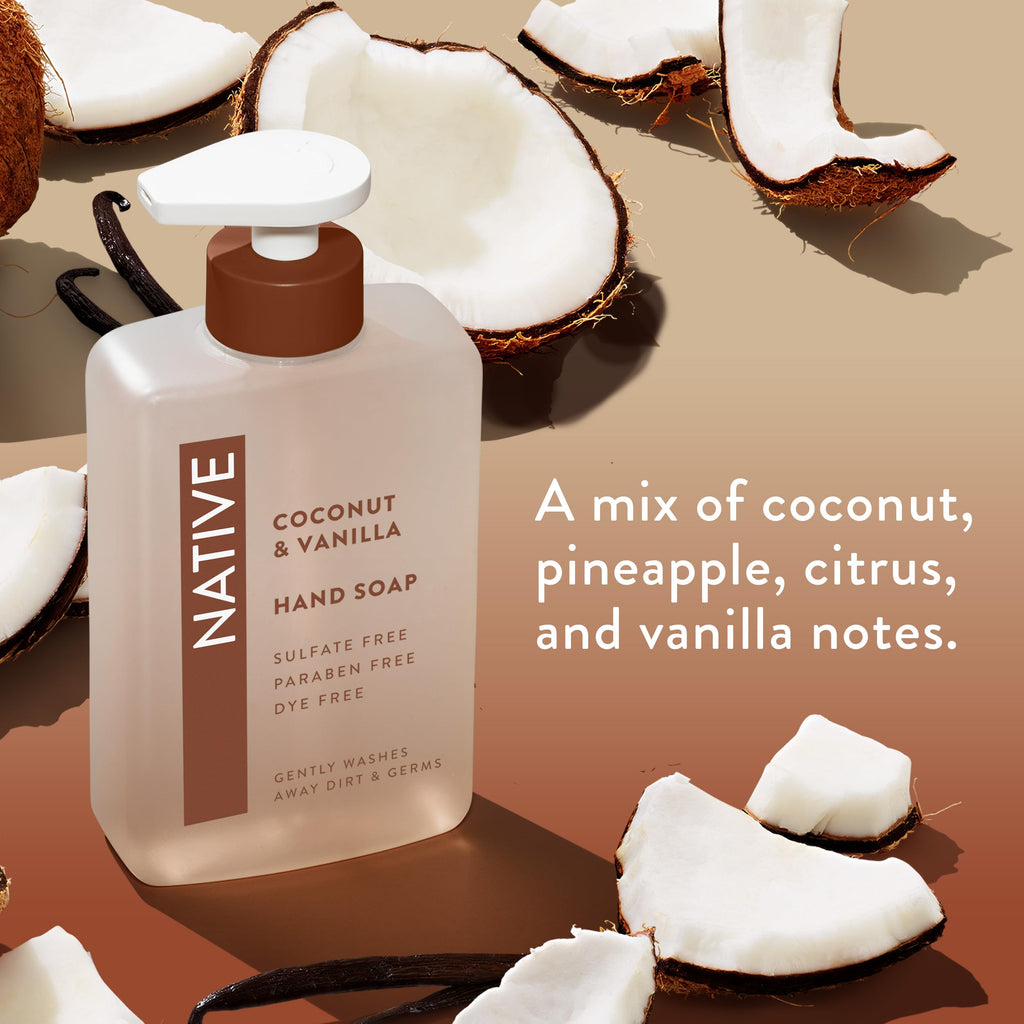 Native Liquid Hand Soap, Coconut & Vanilla Scent, Non-Drying Formula for Soft, Smooth Hands