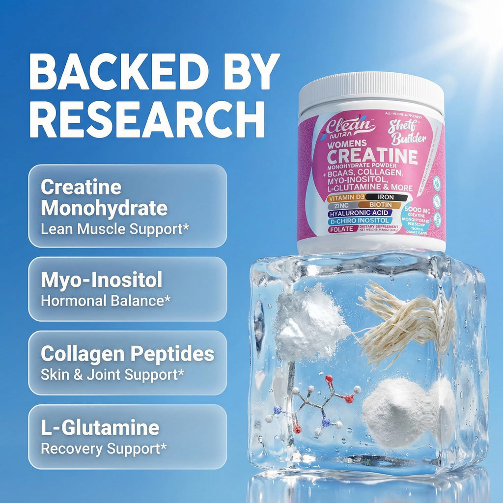 Creatine for Women | Creatine Monohydrate + Powder Myo-Inositol Collagen Biotin Hyaluronic Acid Folate L Glutamine Vitamin D3 Iron Zinc