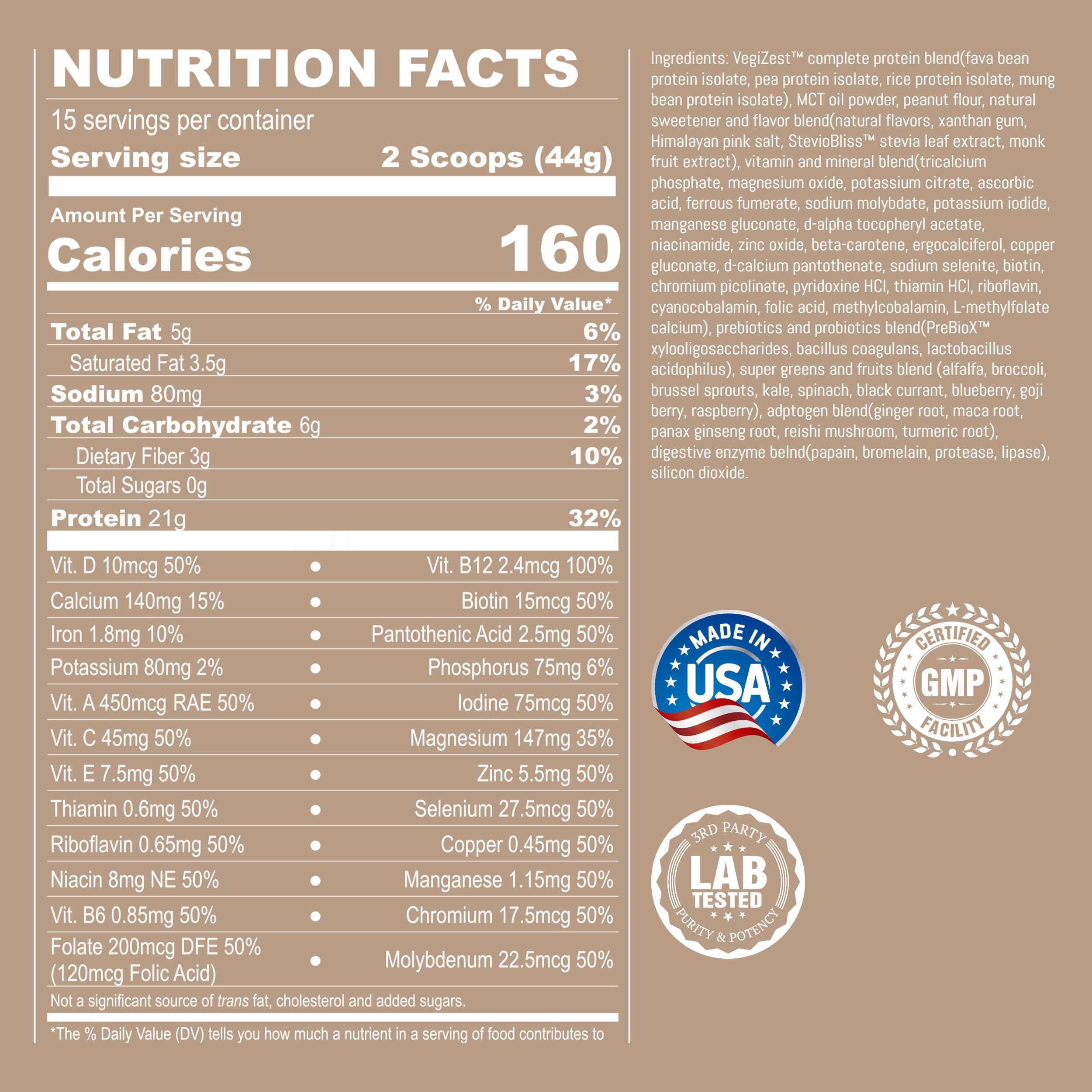 UpNourish Peanut Butter Vegan Protein Powder 54 Superfoods Powder,1.5 Billion CFU Probiotics 21g Plant Based Protein,No Sugar No Dairy No GMO Dairy Free,Meal Replacement Shake Keto-Friendly Low-Carb Diet,15 Servings UpNourish Au supplements