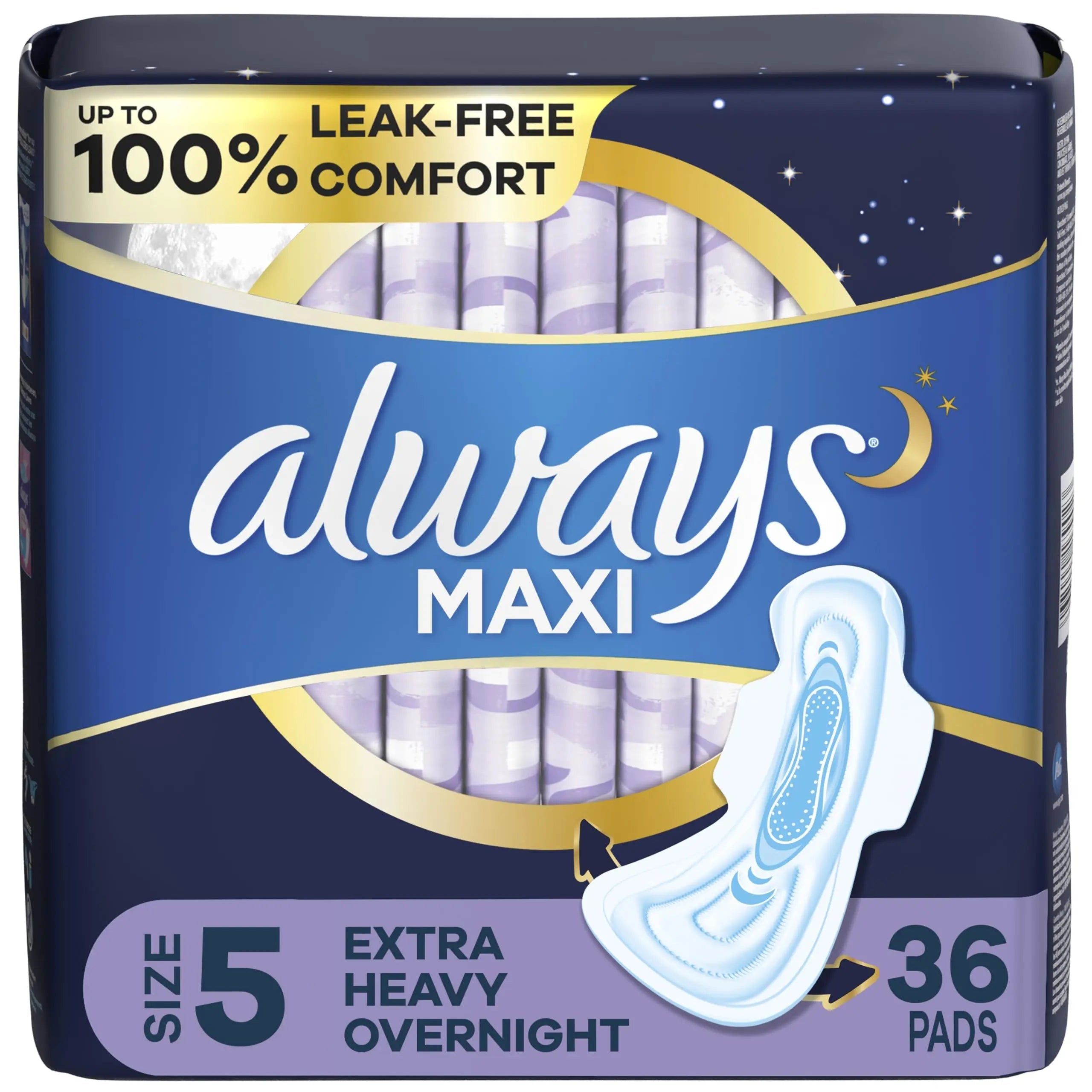 Always Maxi Feminine Pads for Women, Size 5 Extra Heavy Overnight Always Au supplements