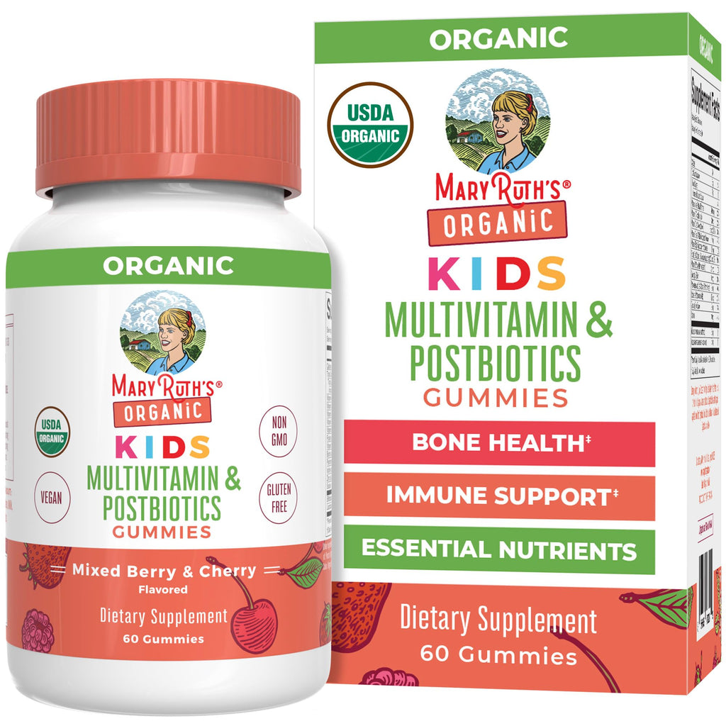 Kids Vitamins by MaryRuth's | USDA Organic | Multivitamin Gummies + Postbiotics for Ages 4+ | Multivitamin for Kids with Lactobacillus Rhamnosus | Children’s Vitamins | Vegan | Non-GMO | 60 Count MARYRUTH'S Au supplements