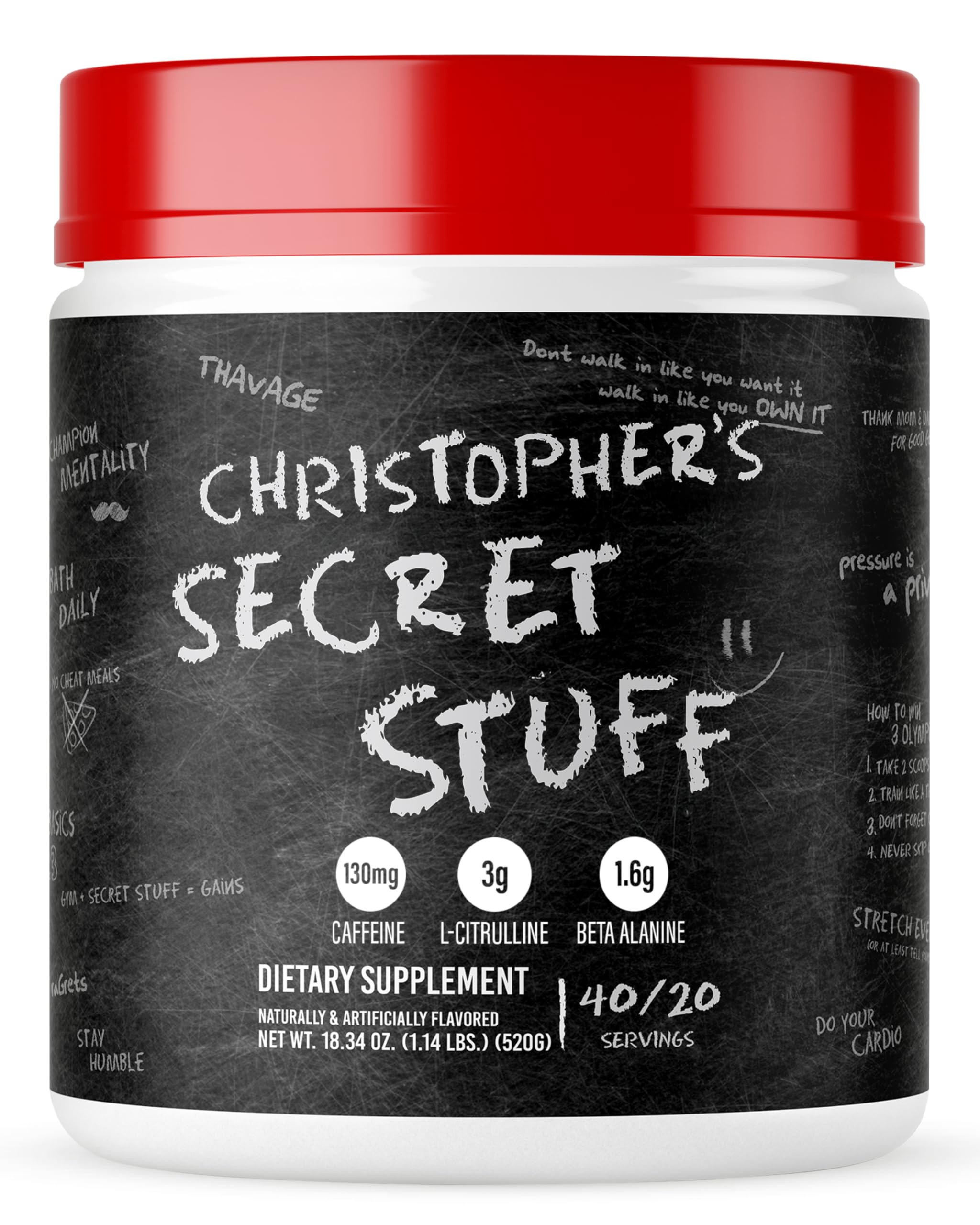 RAW Christopher's Secret Stuff Pre Workout Powder, Thavage (Tastes Like Winning) - Chris Bumstead CBUM Preworkout Supplement for Men & Women - Working Out, Hydration & Energy - 40 Servings