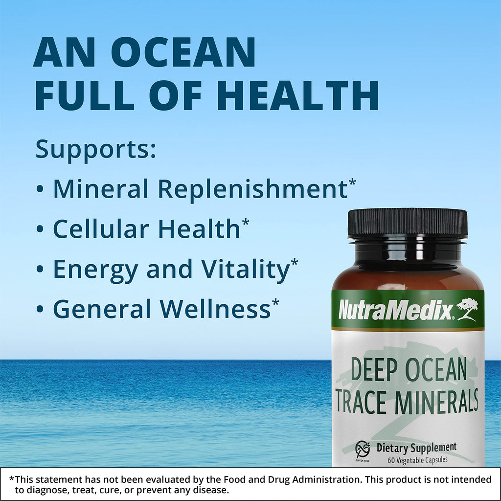 NutraMedix Deep Ocean Trace Minerals 1,000mg - Mineral & Energy Supplements - Magnesium, Zinc, Potassium, Boron, Phosphorus & Manganese