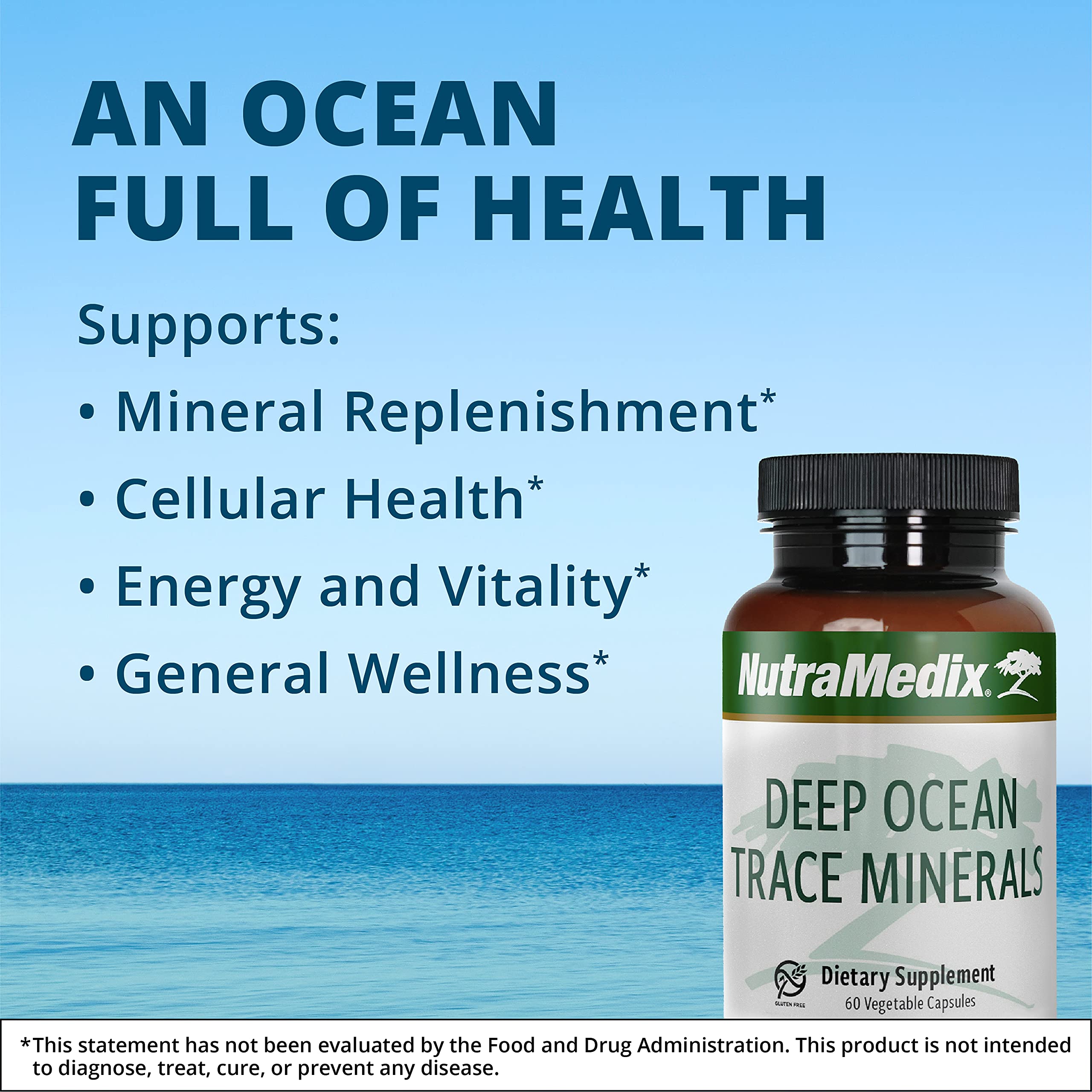 NutraMedix Deep Ocean Trace Minerals 1,000mg - Mineral & Energy Supplements - Magnesium, Zinc, Potassium, Boron, Phosphorus & Manganese