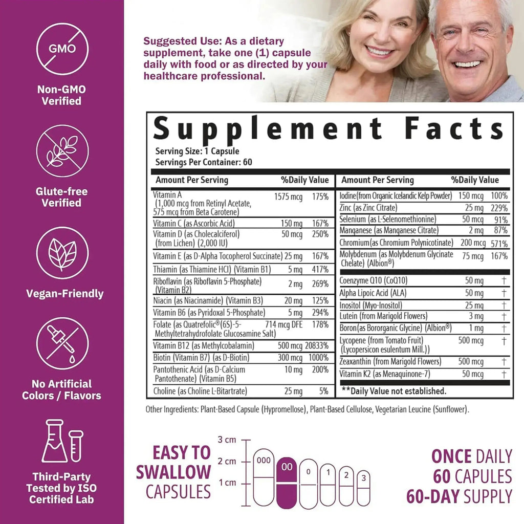 NatureGenX Just One Daily Methylated Multivitamin - 60 Caps Pure Methyl B12, Methylfolate MTHFR Support Supplement Iron Free Methylated Vitamins NatureGenX Au supplements