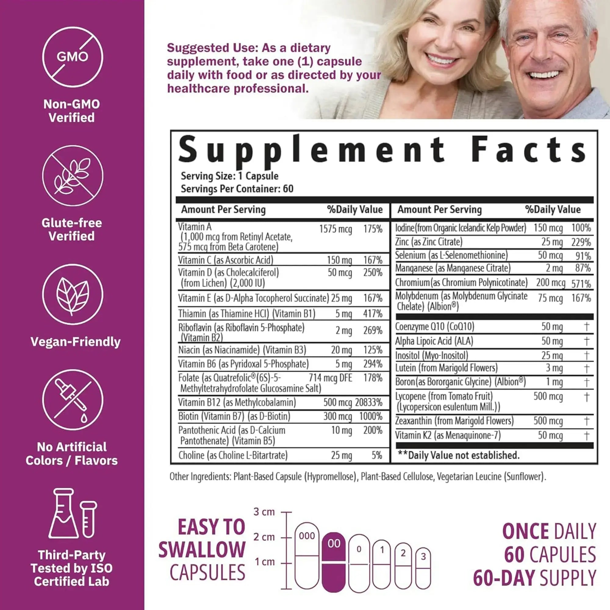 NatureGenX Just One Daily Methylated Multivitamin - 60 Caps Pure Methyl B12, Methylfolate MTHFR Support Supplement Iron Free Methylated Vitamins NatureGenX Au supplements