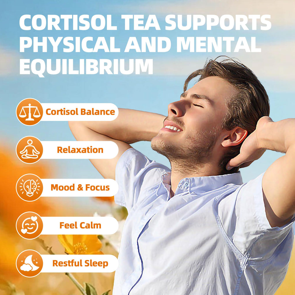 JIAOMING 2 Packs Natural Cortisol Reducing Tea, Healthy Cortisol Levels & Mental Clarity, Loose Leaf Detox Drink Teabags with Ashwagandha for Men and Women Sleep Time Relaxation, Mood Swing Reducer Jiaoming Au supplements