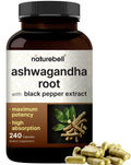 NatureBell Ashwagandha Root with Black Pepper Extract - 240 Capsules - High Strength Adaptogen for Calmness, Relaxation & Immune Support* NatureBell Au supplements