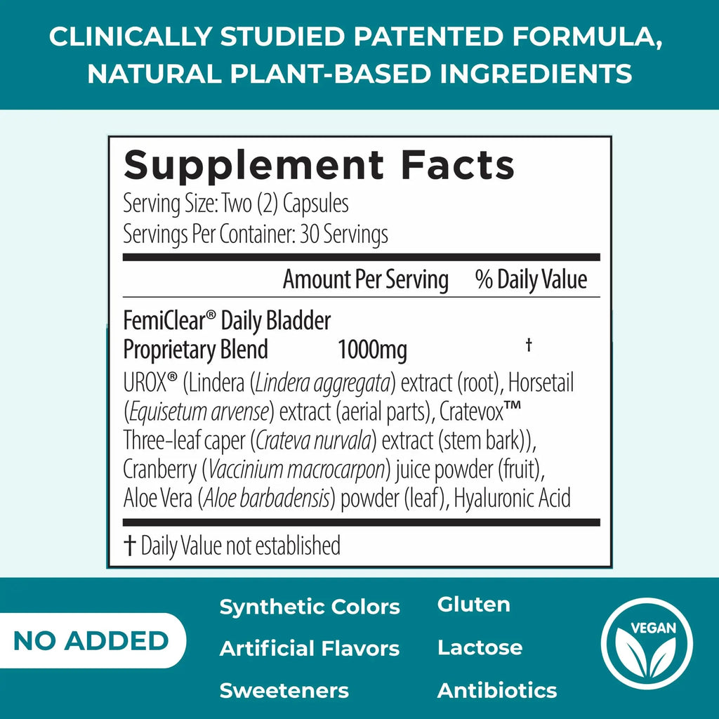 FemiClear Bladder Strength Supplement | Bladder Control & Wellness | 60 Capsules, 30 Day Supply | Made with Natural Ingredients | for Women & Men FemiClear Au supplements