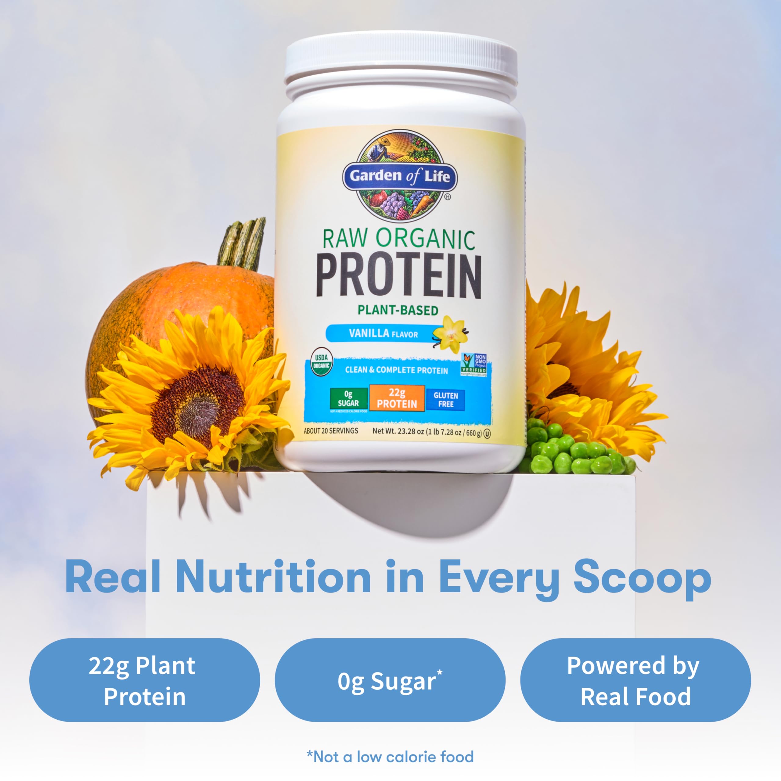 Garden Of Life Protein Powder, Vegan Protein Powder, Bcaa, Probiotics & Digestive Enzymes, Gluten & Lactose Free, Vanilla, 23.28 Ounce