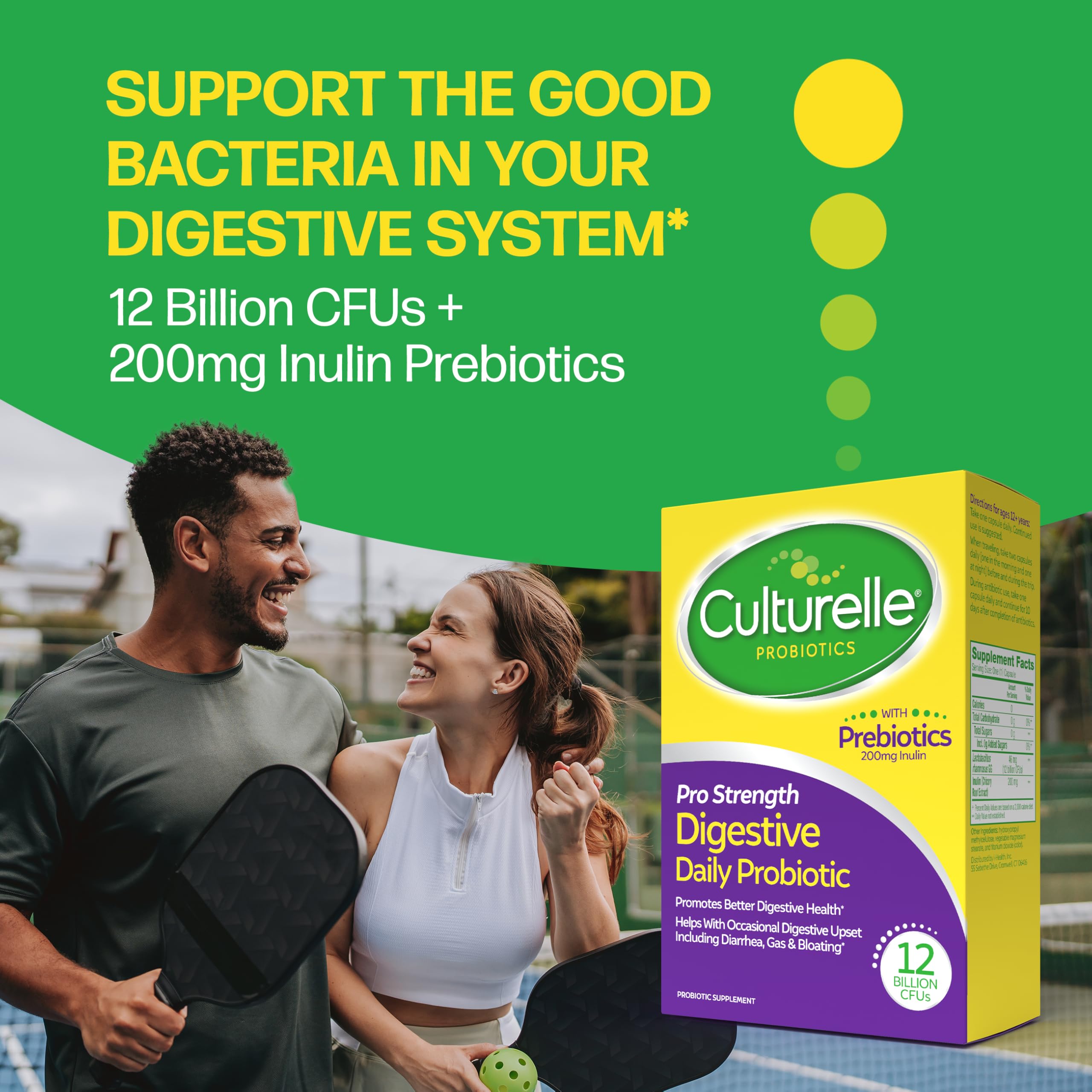 Culturelle Pro Strength Daily Probiotics For Digestive Health (2 Month Supply) with Prebiotics for Women & Men, Supports Occasional Diarrhea