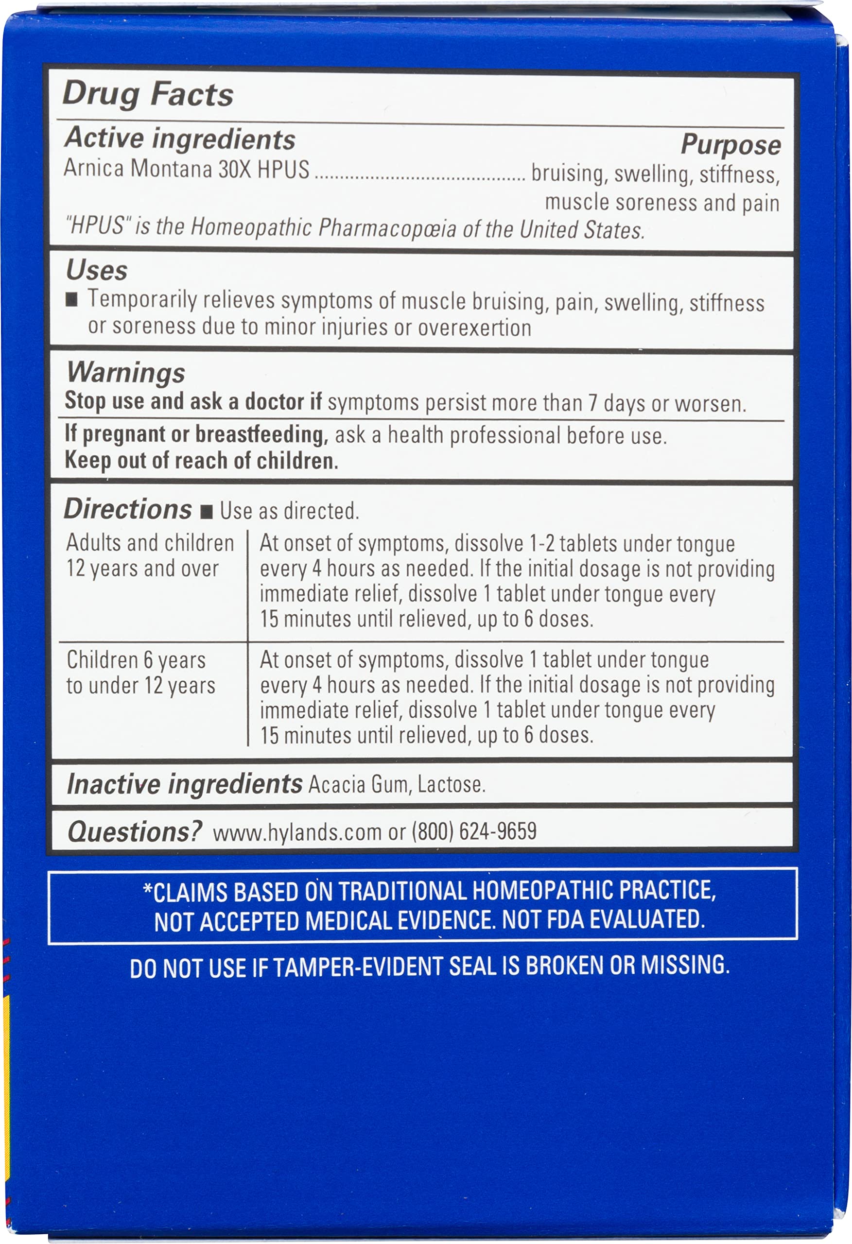 Hyland's Arnica Montana 30x Tablets, Natural Relief of Bruises, Swelling and Muscle Soreness, Quick Dissolving Tablets (Pack of 1, 50 Count Total) Hyland's Au supplements