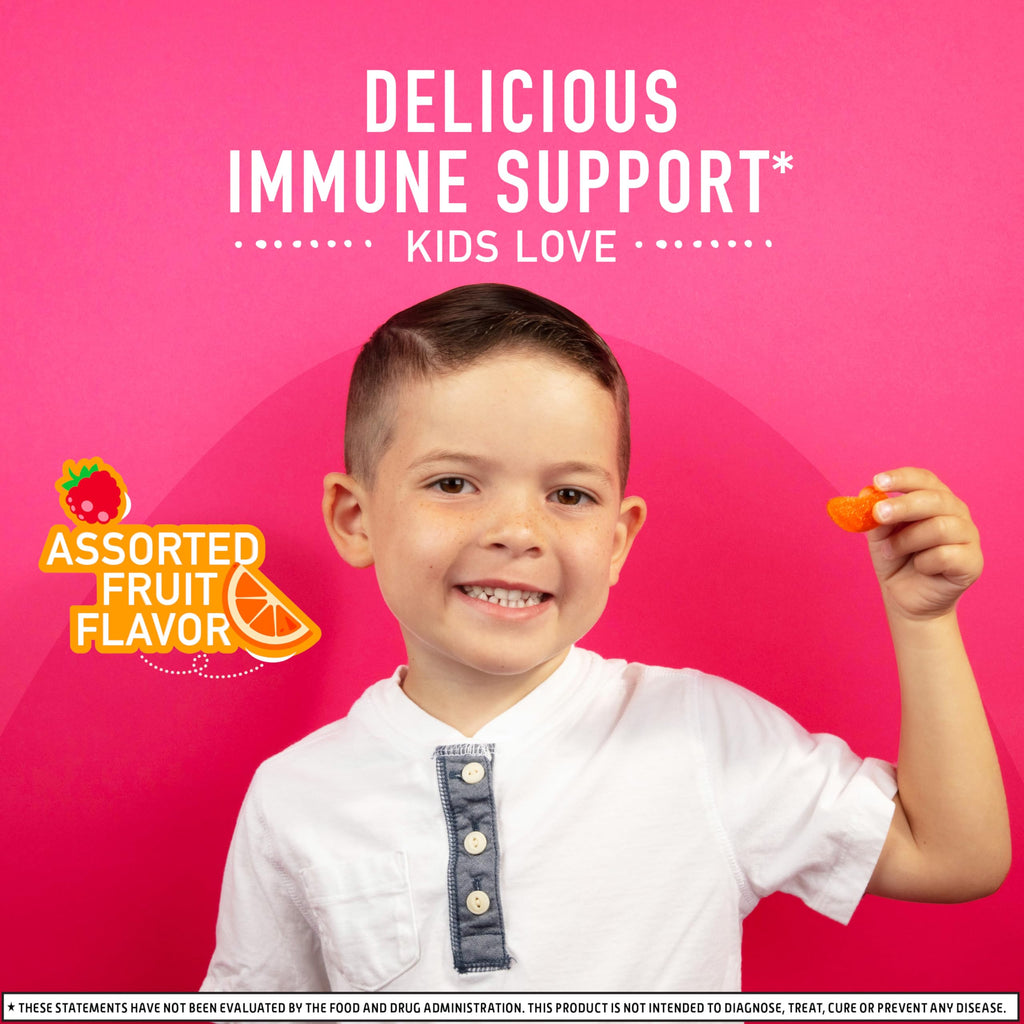 Airborne 500mg Vitamin C + Zinc Immune Support Supplement Gummies for Kids, Assorted Fruit Flavor, Gluten Free Crafted Blend