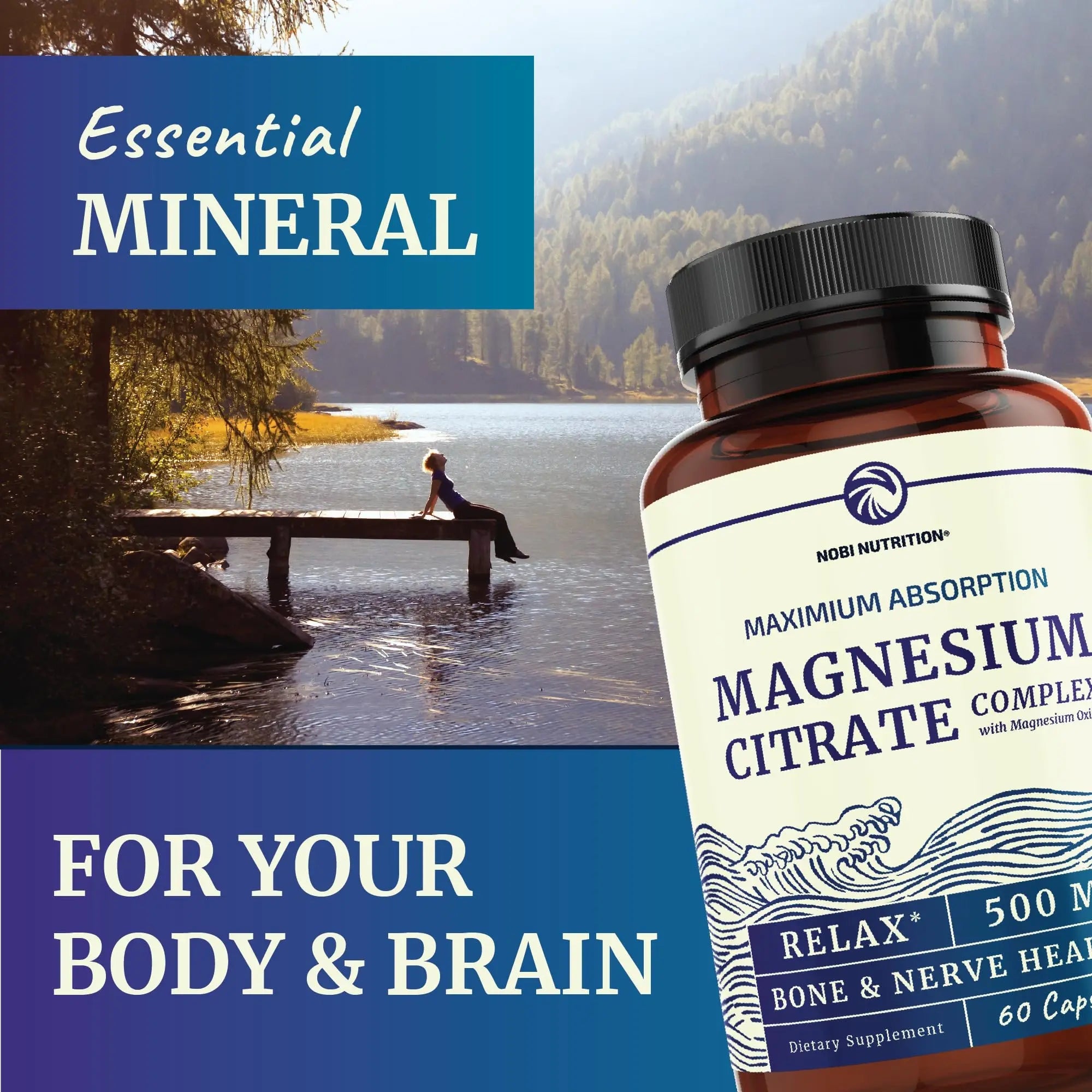 Magnesium Citrate Complex 500 MG for Calm, Relaxation, Constipation & Digestion Nobi Nutrition Au supplements