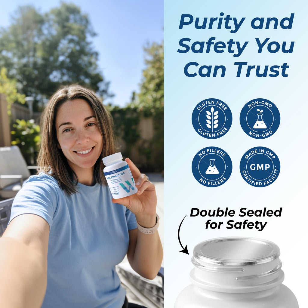 Herbal Wisdom Akkermansia Probiotic 10 Billion CFU - Advanced Support, Probiotic+Prebiotic | for Gut & Metabolism Support - No Bloating | with Inulin & Triphala