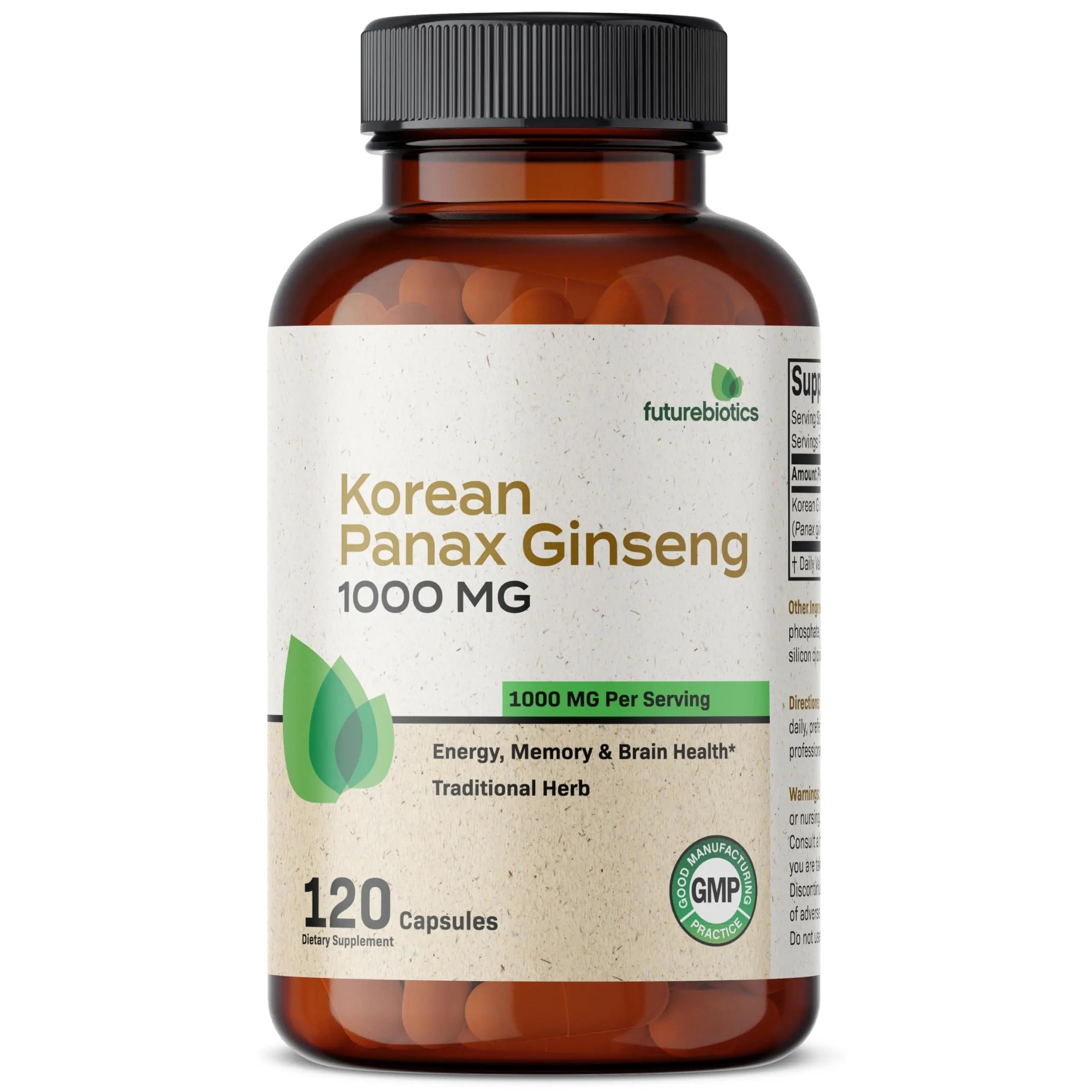 Futurebiotics Korean Panax Ginseng 1000 MG Per Serving Energy, Memory & Brain Health Futurebiotics Au supplements