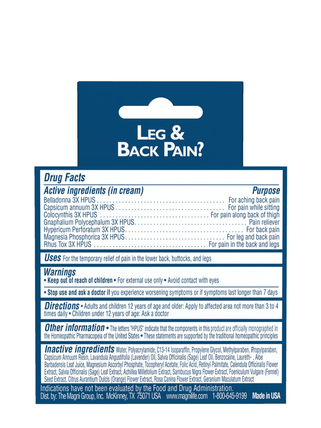 MagniLife Leg & Back Pain Relief Cream (4 oz), Topical Support for Leg Pain & Lower Back Discomfort, Fast Absorbing, No Residue, Mild Scent, Massage-in Formula MagniLife Au supplements