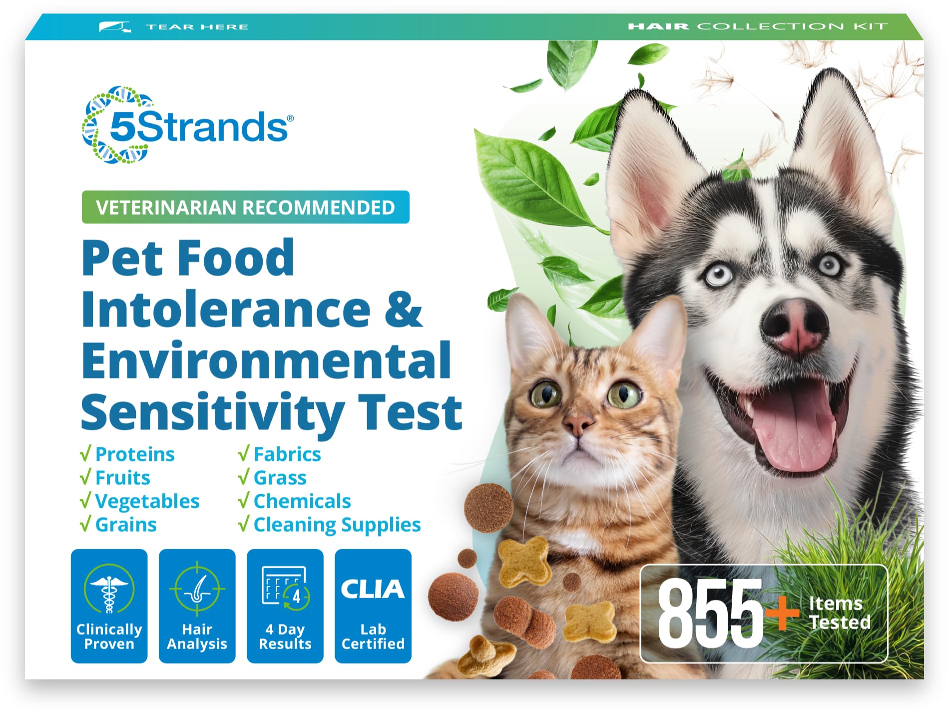5Strands Pet Food Intolerance & Environmental Sensitivity Test, at Home Gut Health Test for Dogs & Cats, 857 Items Tested, Pet Health Check, Results in 4 Days, for All Ages and Breeds 5Strands Au supplements