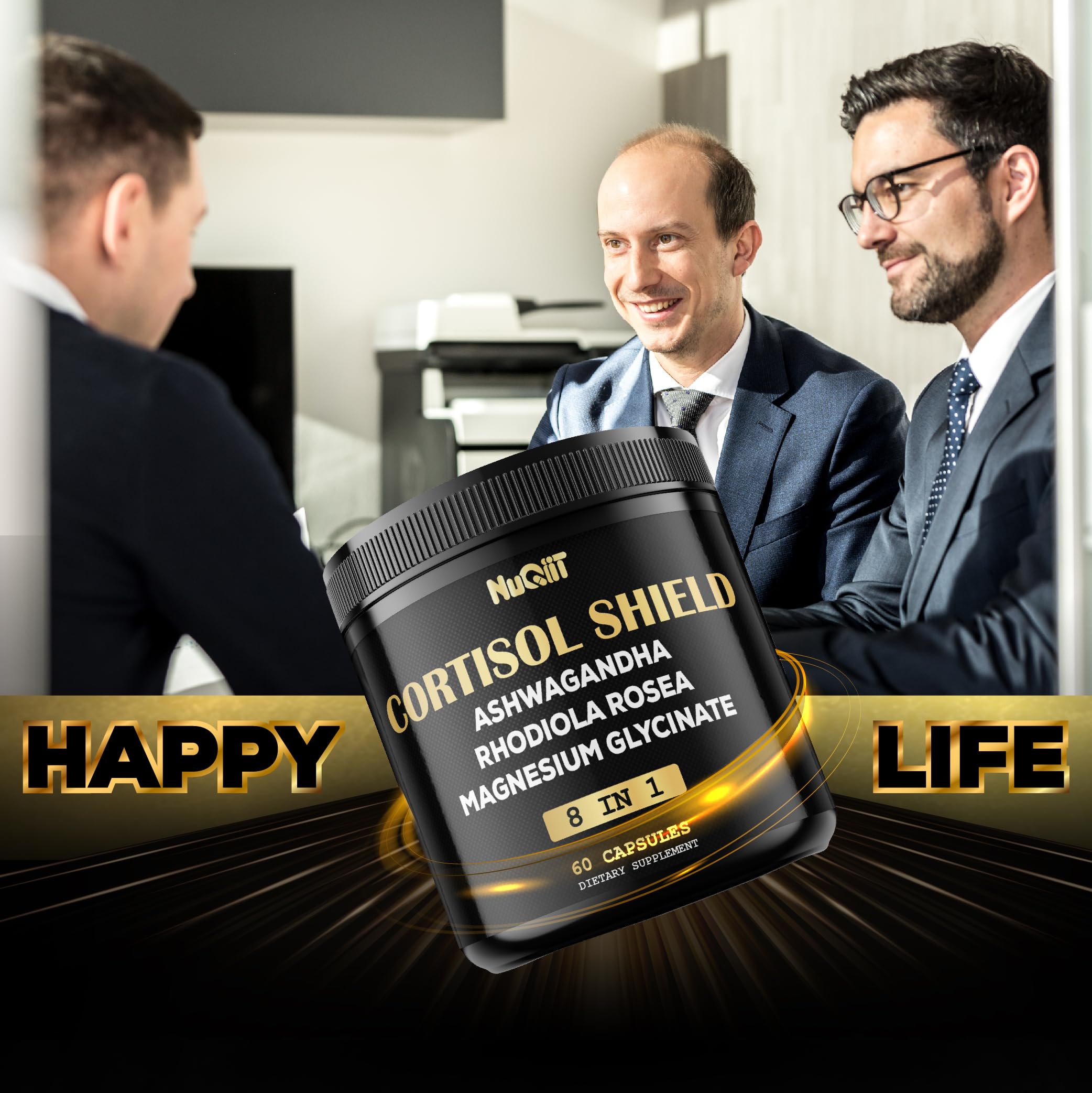 8in1 Cortisol Shield - Ashwagandha and Magnesium, Rhodiola Rosea, Lions Mane, Sea Moss, Turmeric, St Jonh's Wort - Mind& Mood Balance, Rest Well, Support Immume - 60 Capsules NUQIIT Au supplements