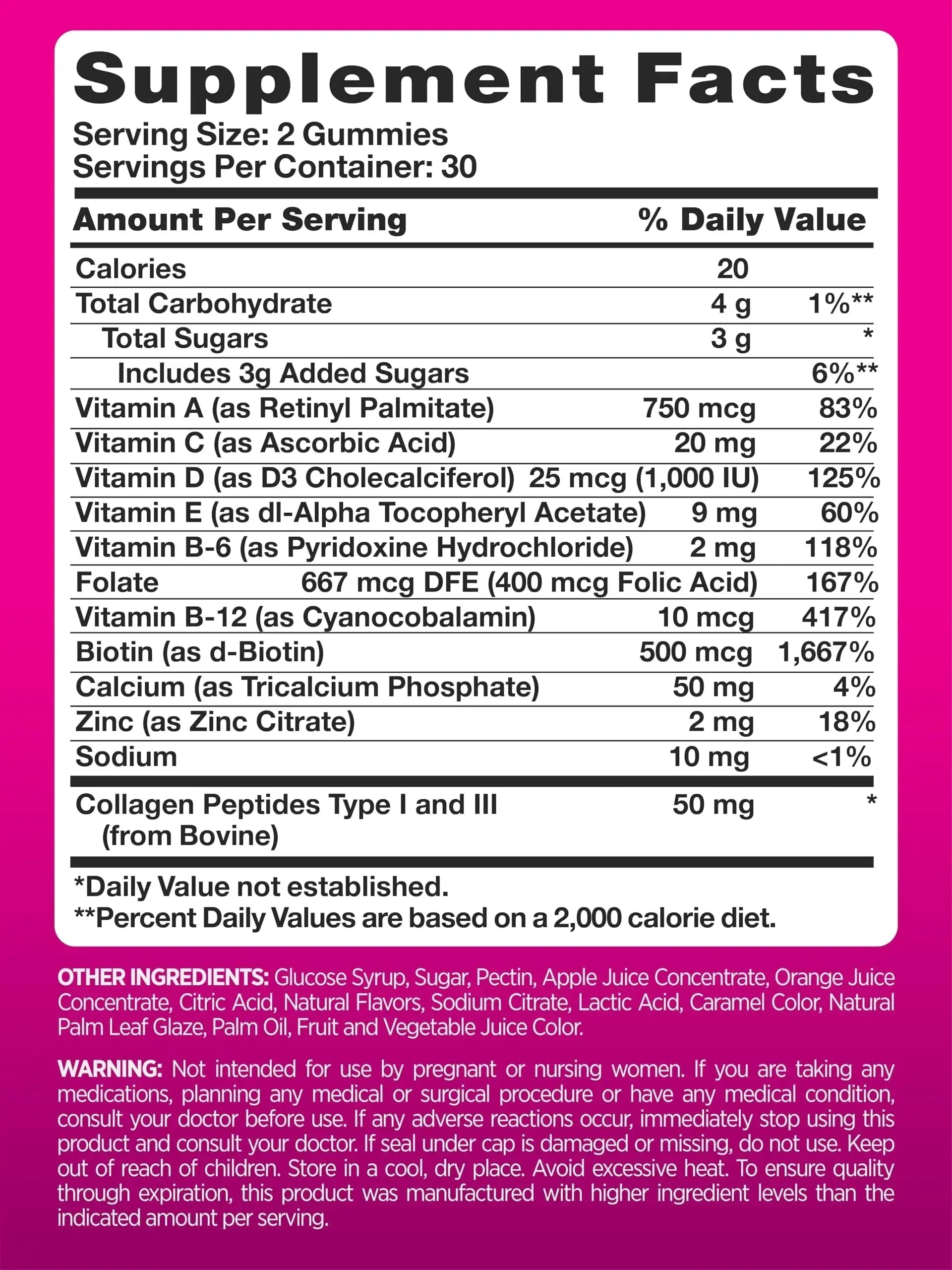 PINK Multivitamin Gummies for Women | Non-GMO & Gluten Free | Plus Collagen & Biotin | Mixed Berry Flavor PINK Au supplements