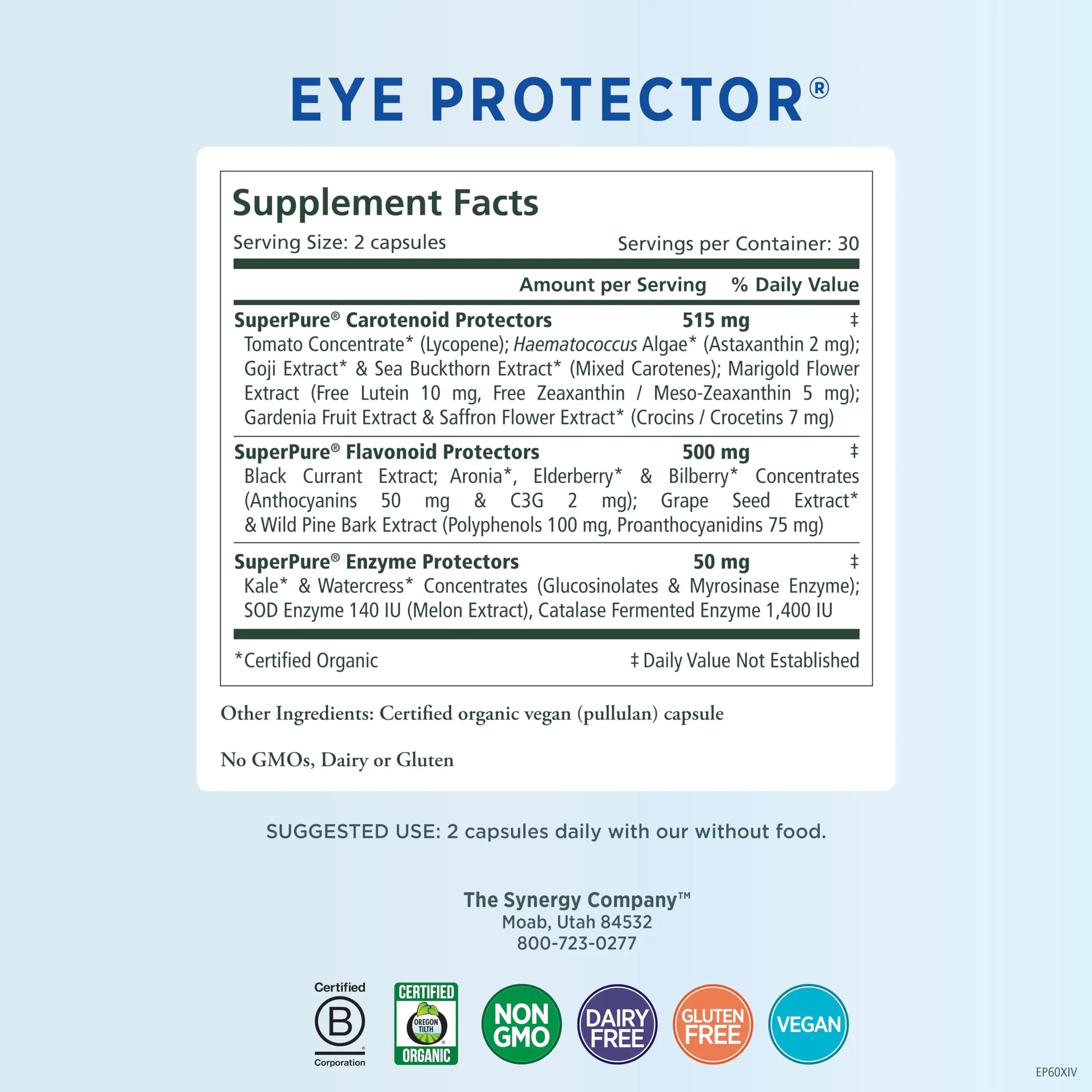 PURE SYNERGY Eye Protector | 100% Natural, Vegan Eye Health Supple PURE SYNERGY Au supplements
